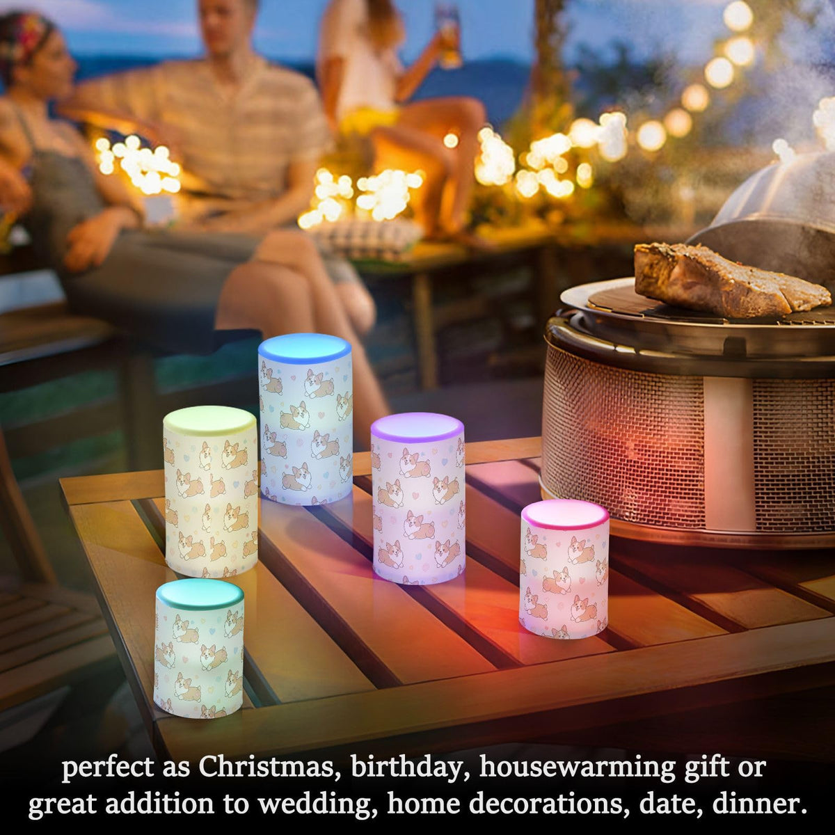 ALAZA Dog Love Heart Cute Flickering Flameless Candles Pillar Led Candles Battery Operated Candles with Remote and Timers Set of 2