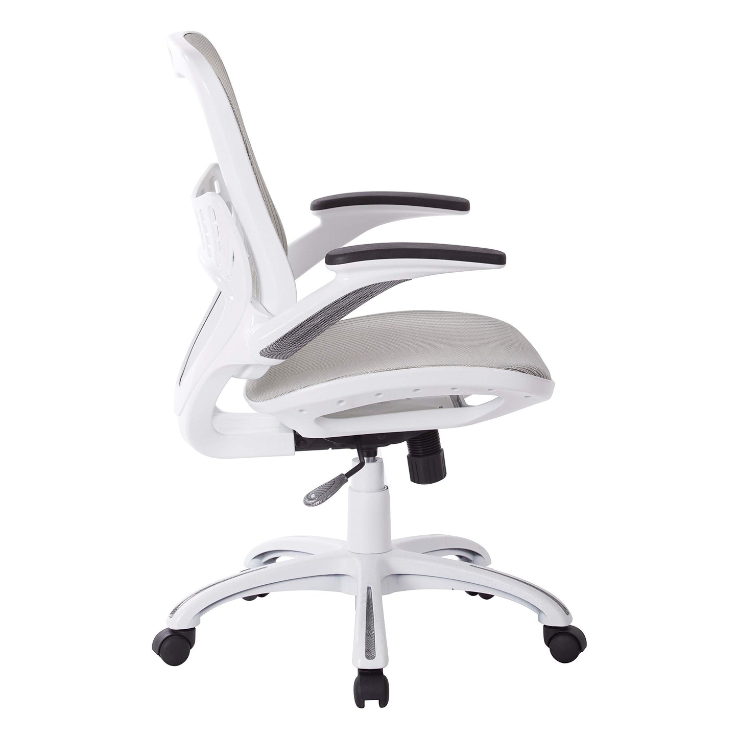 OSP Home Furnishings Riley Ventilated Manager's Office Desk Chair with Breathable Mesh Seat and Back, White Base with Blue