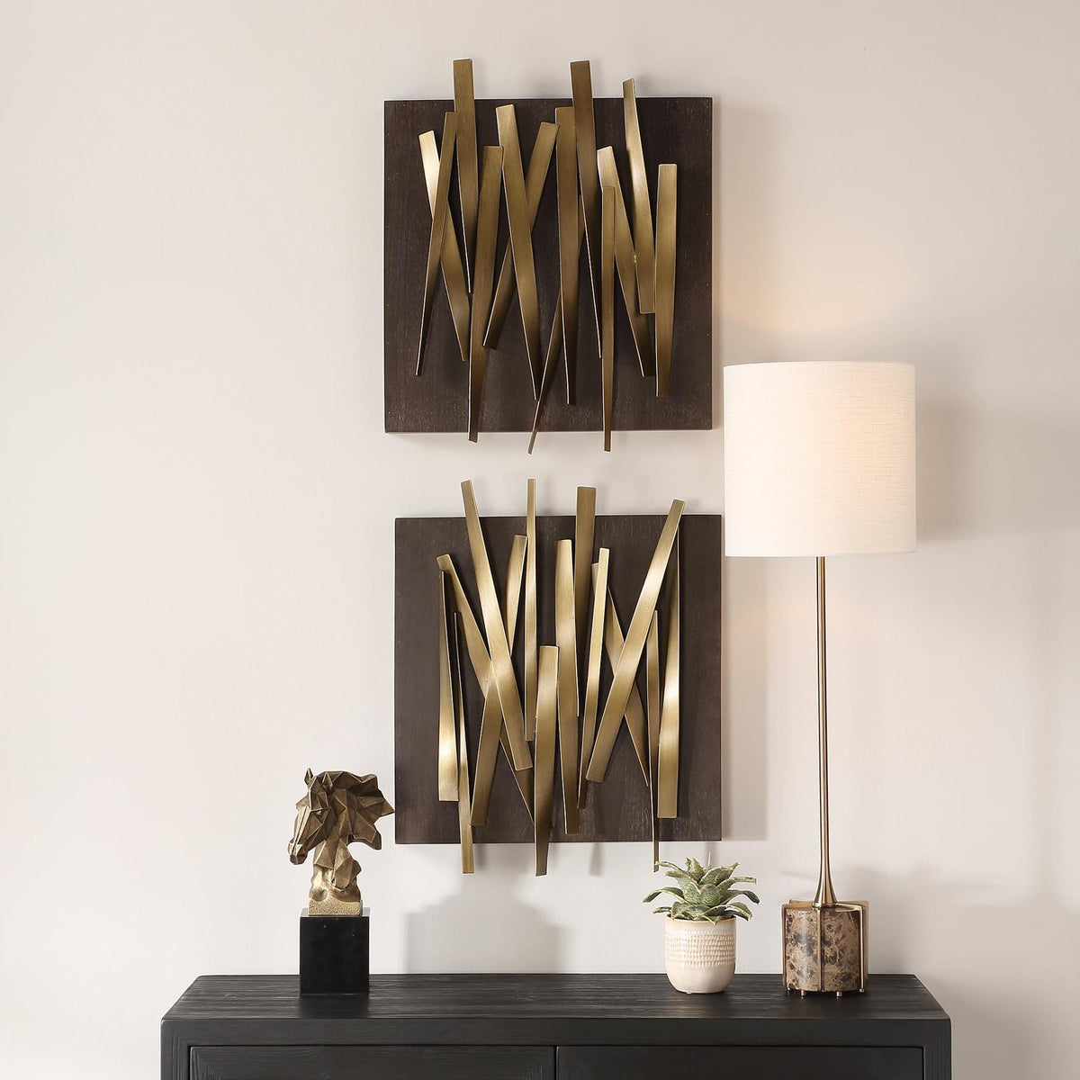 Uttermost 04382 Crosshatch - Wall Decor (Set of 2)-24 Inches Tall and 19.75 Inches Wide