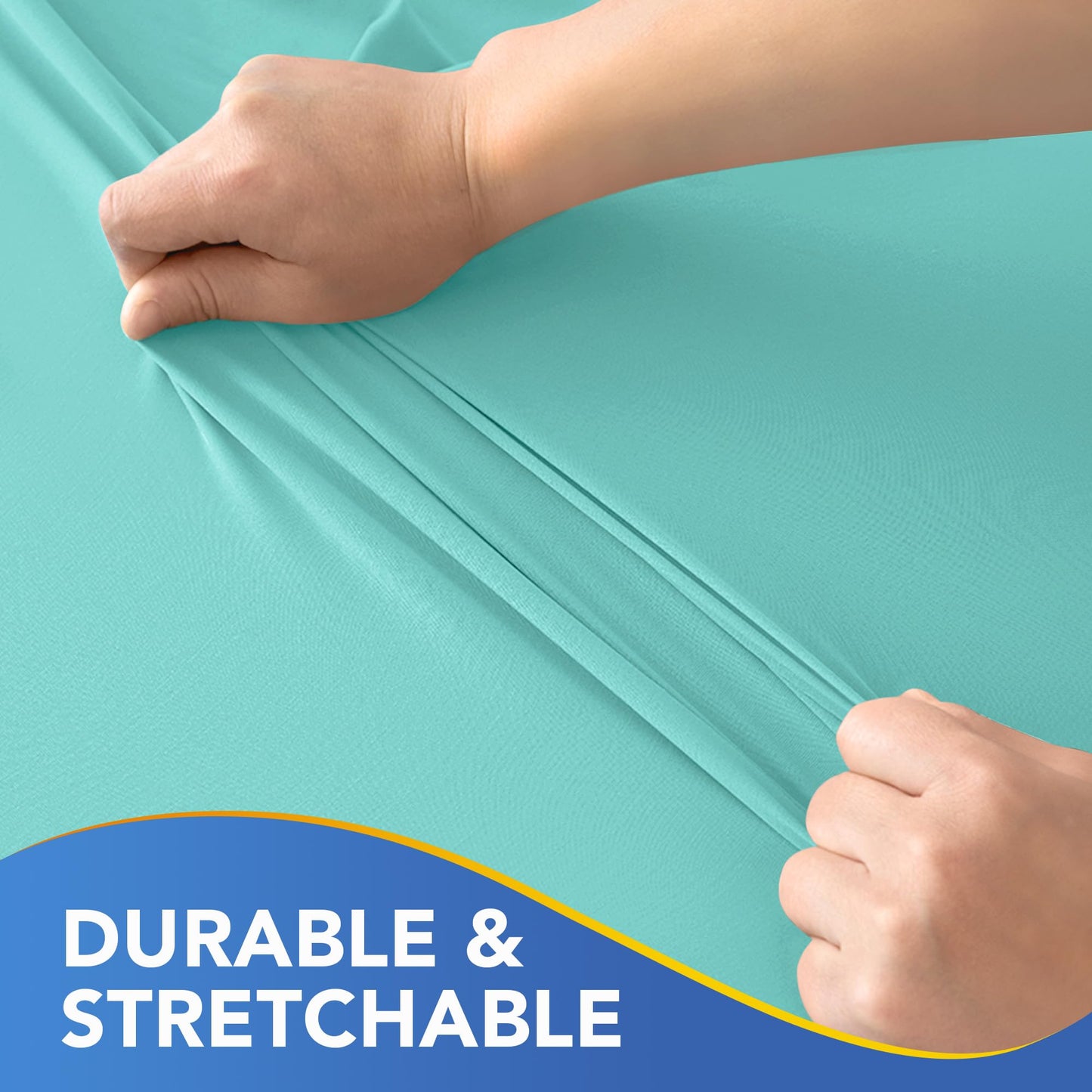 Enjoyidea Square Fitted Tablecloth 34x34 Inch-2 Pack Aqua Blue Card Elastic Spandex Table Cover-Small Stretch Folding Table Cloths Topper Cap for Kitchen Dining Picnic Patio Outdoor Party Tables