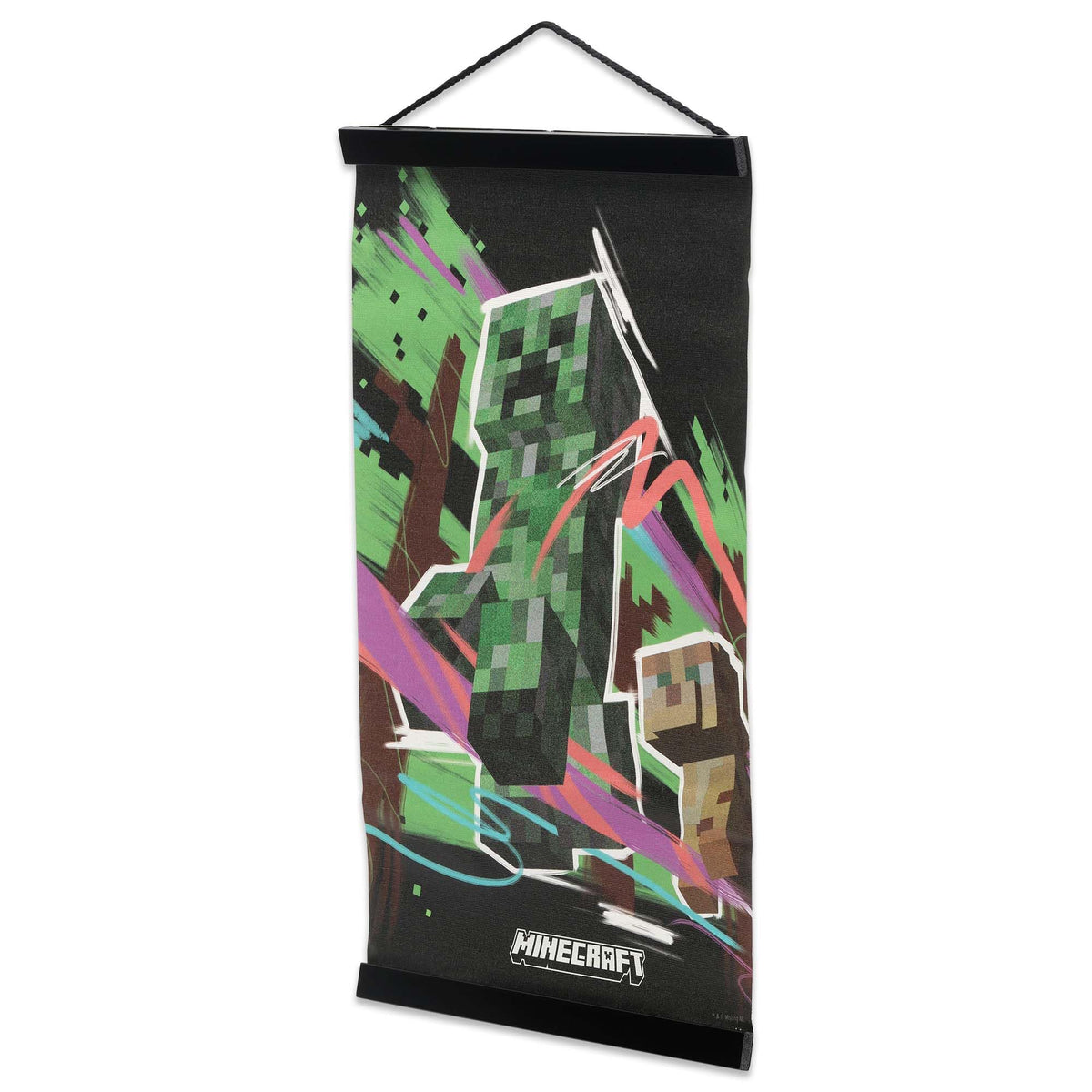 Open Road Brands Minecraft Creeper Hanging Canvas Banner - Fun Minecraft Wall Decor for Bedroom or Game Room