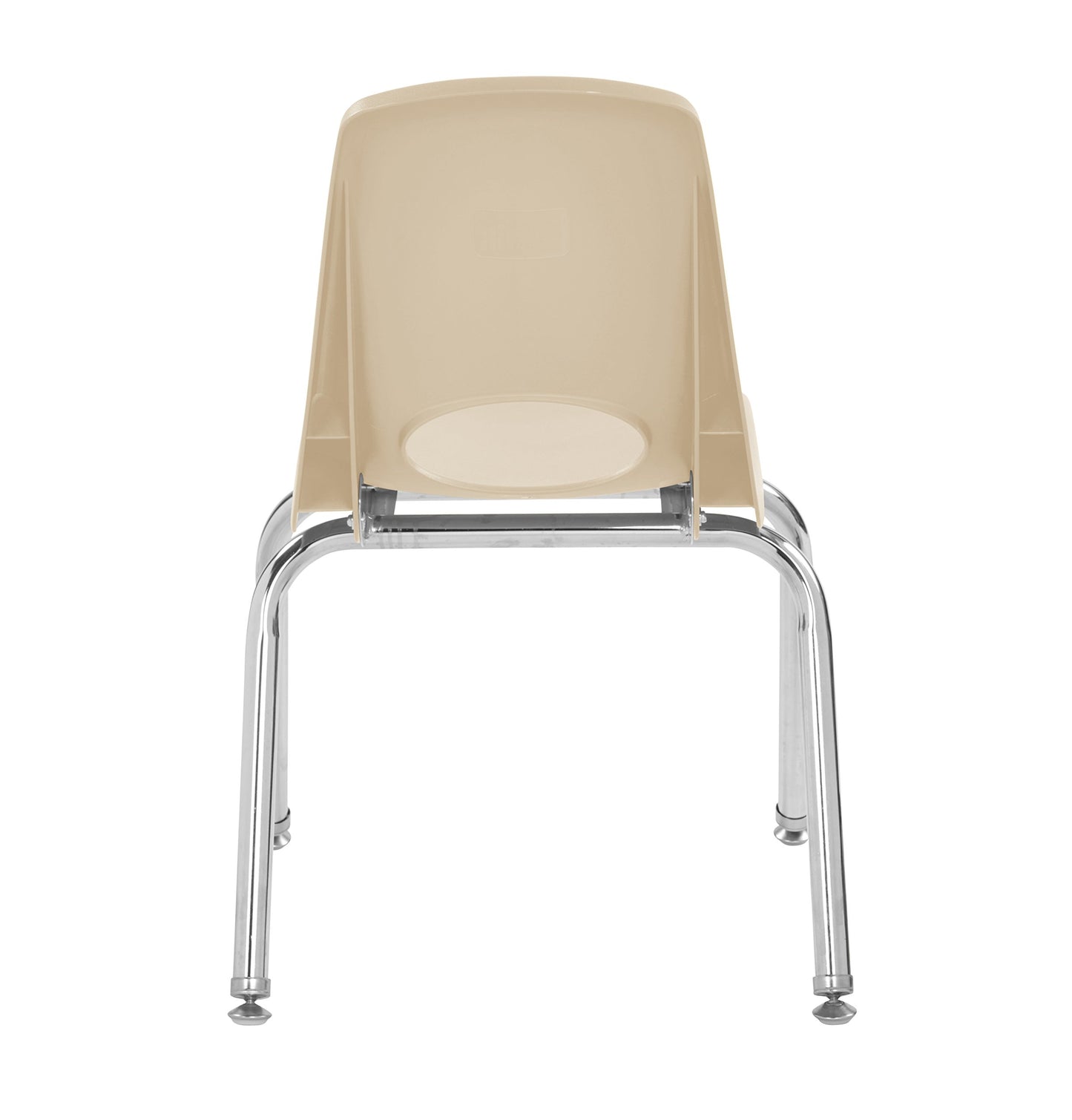 FDP 14" School Stack Chair, Stacking Student Seat with Chromed Steel Legs and Nylon Swivel Glides; For In-Home Learning or Classroom - Sand (4-Pack), 10381-SD