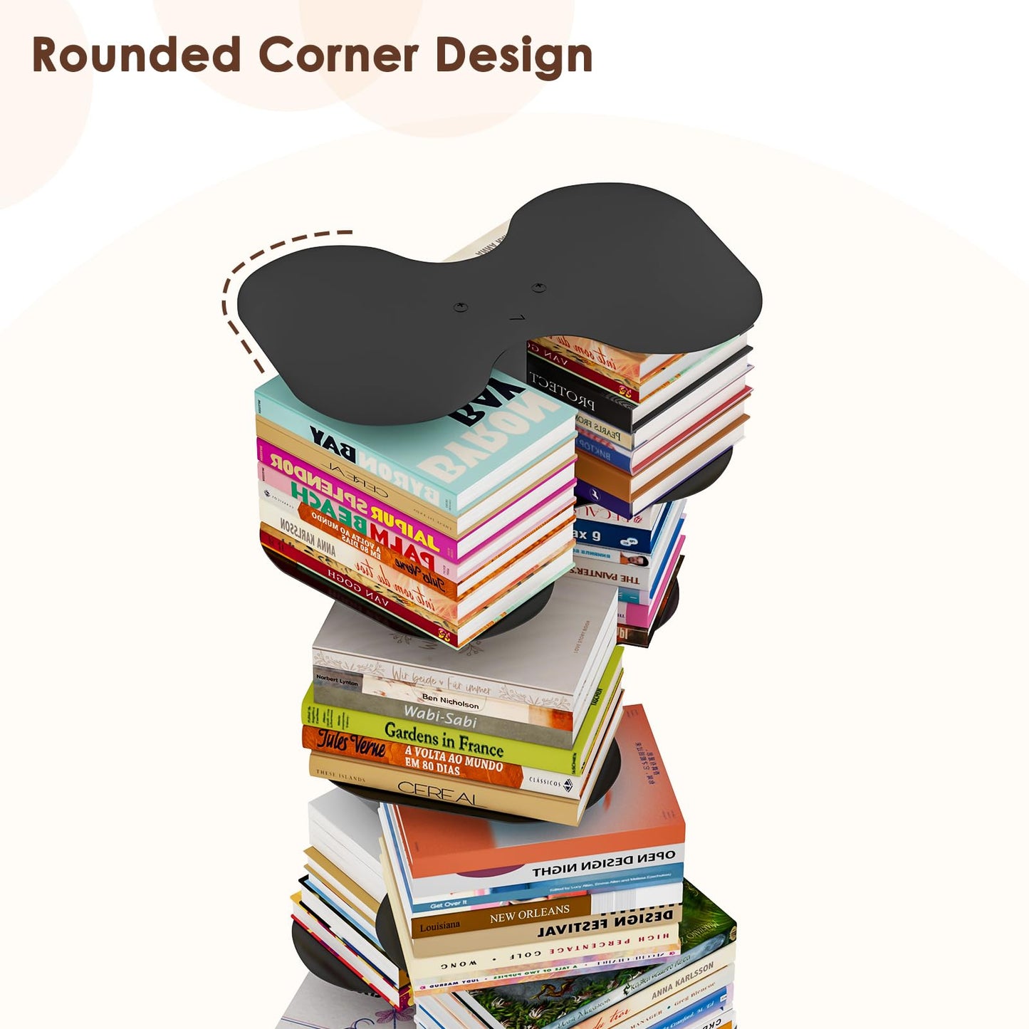 Cidaziya 7 Tier Rotating Bookshelf, 360° Display Spinning Bookcase, Metal Corner Bookcases Storage Rack, Tall Floor Standing Revolving Bookshelves Narrow Book Shelf Organizer for Home Office, Black