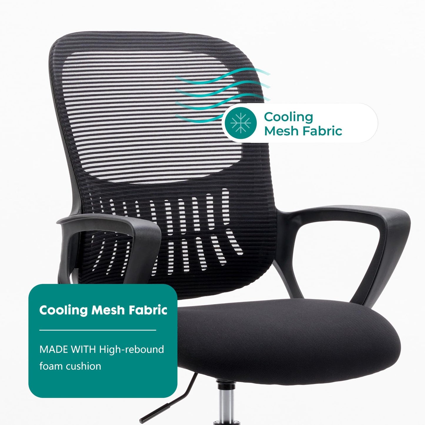 DUMOS Drafting Chair - Counter Height Adjustable Tall Office Desk Chair with Fixed Armrests and Comfortable Lumbar Support for Standing Desk, for Bedroom Livingroom, Black