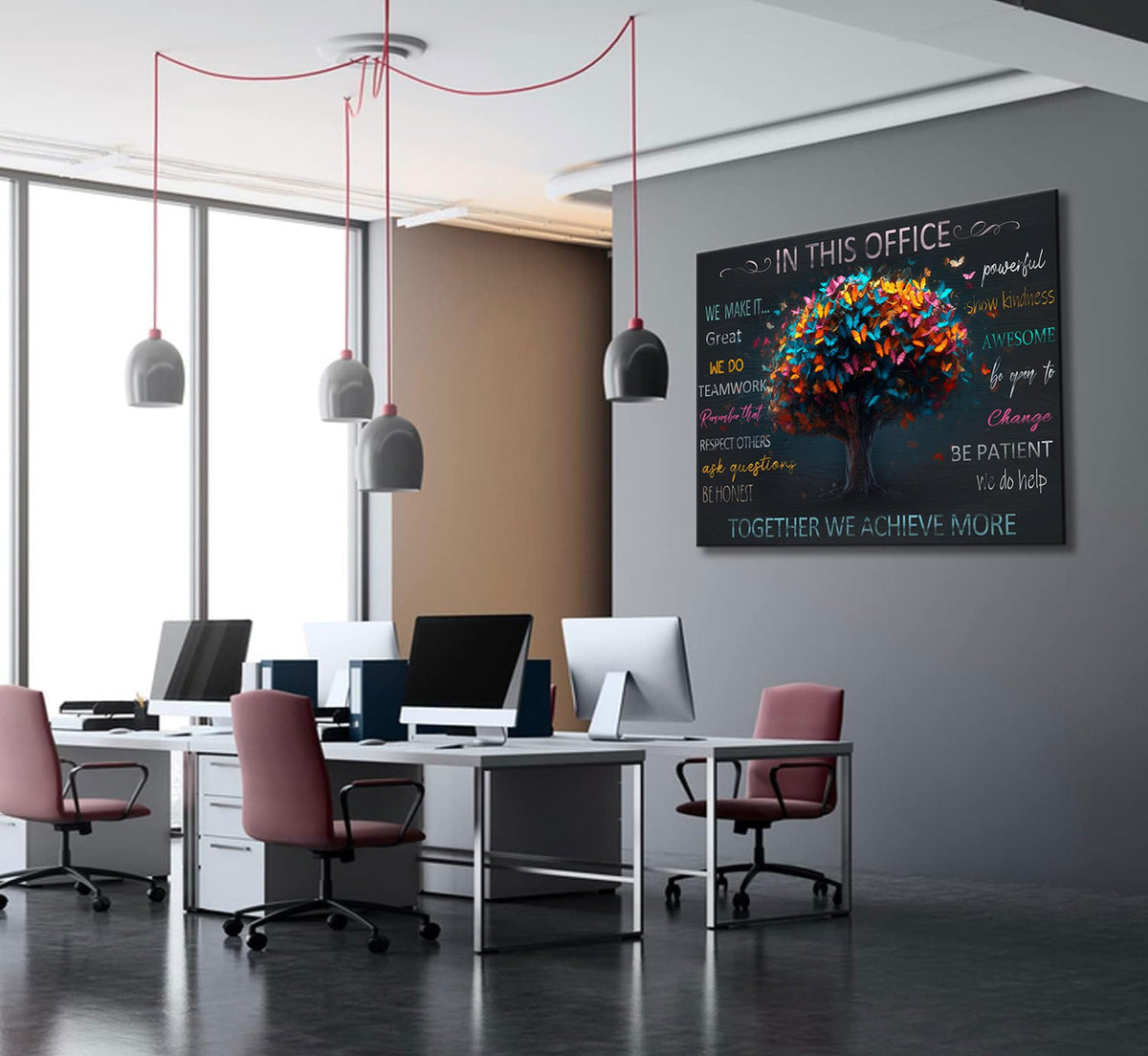 Office Inspirational Quotes Canvas Wall Art Teamwork Positive Energy Picture Wall Decor Team Rules Inspiring Poster Print Painting for Living Room Bedroom Man Cave Decoration Prepare To Hang