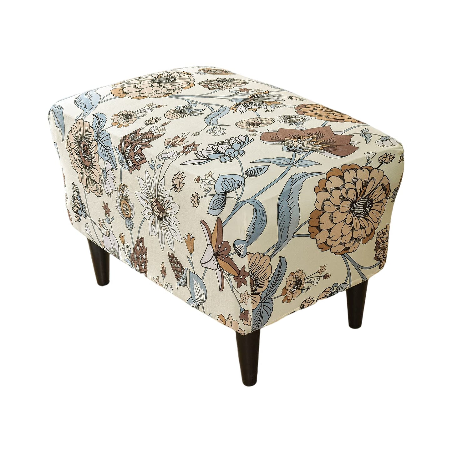KRFOONN Ottoman Slipcovers Stretch Rectangle Footrest Stool Covers Printed Ottoman Cover for Foot Stool Furniture Protector with Non Slip Elastic Bottom(06, Large)