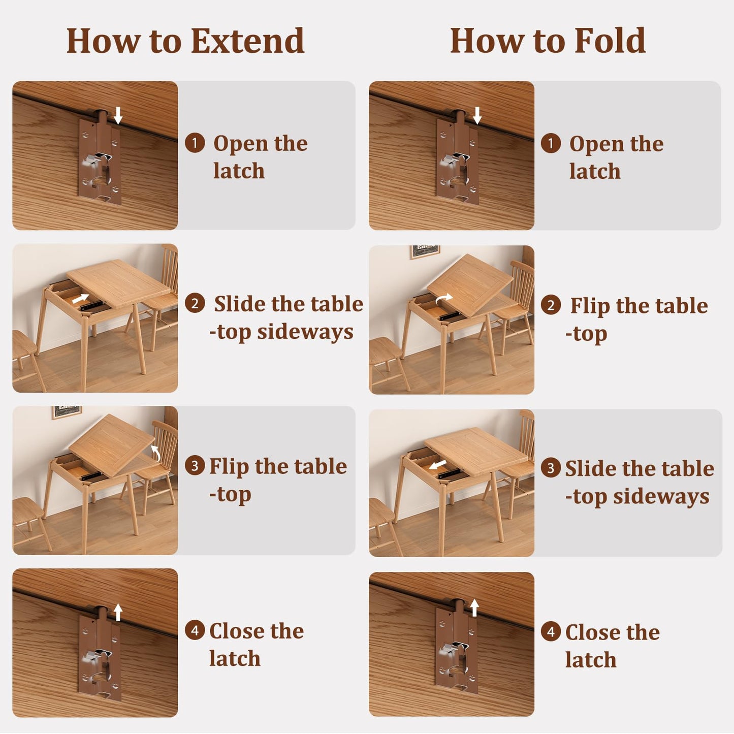 DONGMUWUJEE Solid Wood Small Dining Table, 23.6"L-47.2"L Expandable Kitchen Table for 2-6, Designed for Small Spaces, Easy Assembly, Suitable for Kitchen, Dining Room, Living Room, Apartment (Natural)
