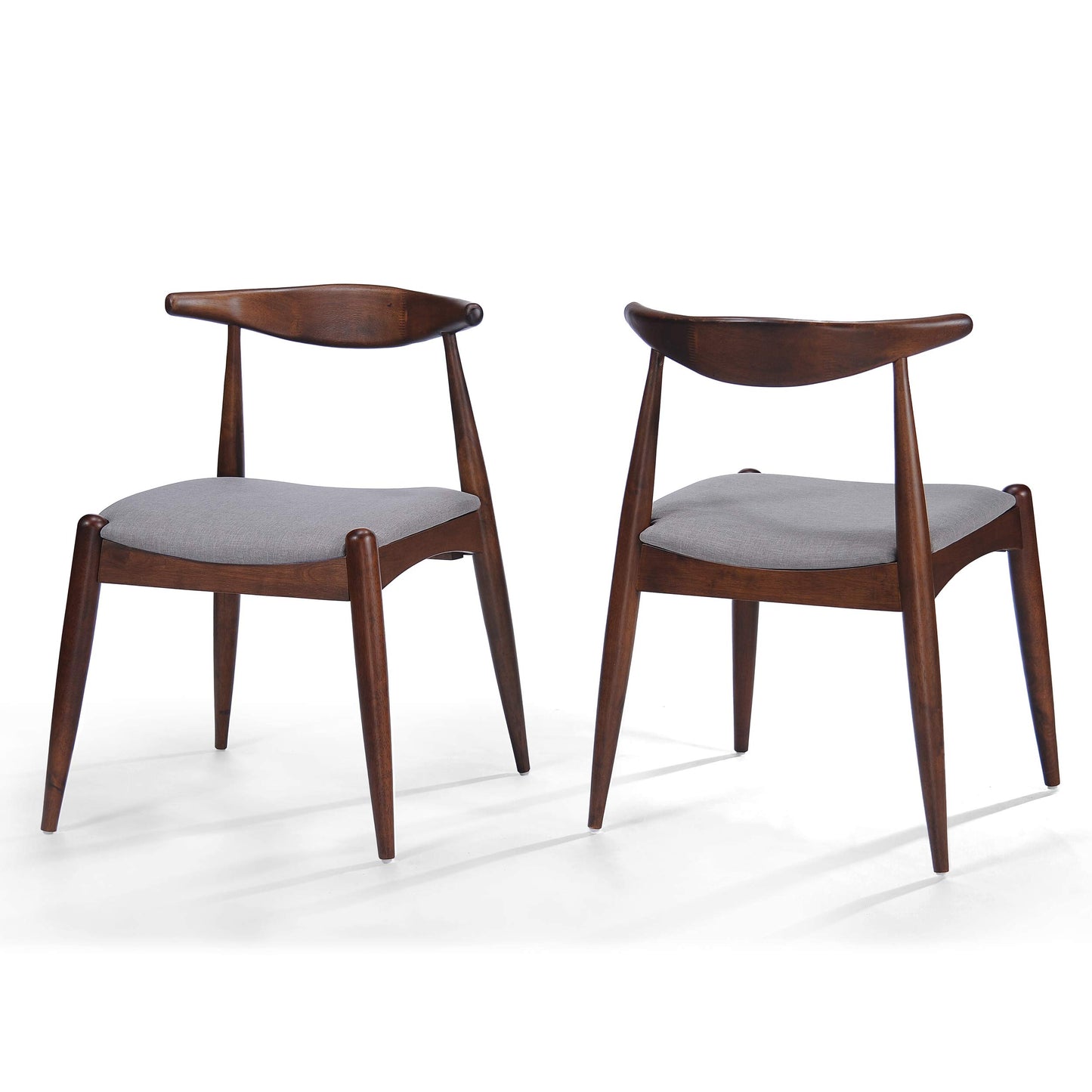 Christopher Knight Home Francie Fabric with Walnut Finish Dining Chairs, 2-Pcs Set, Light Grey / Walnut