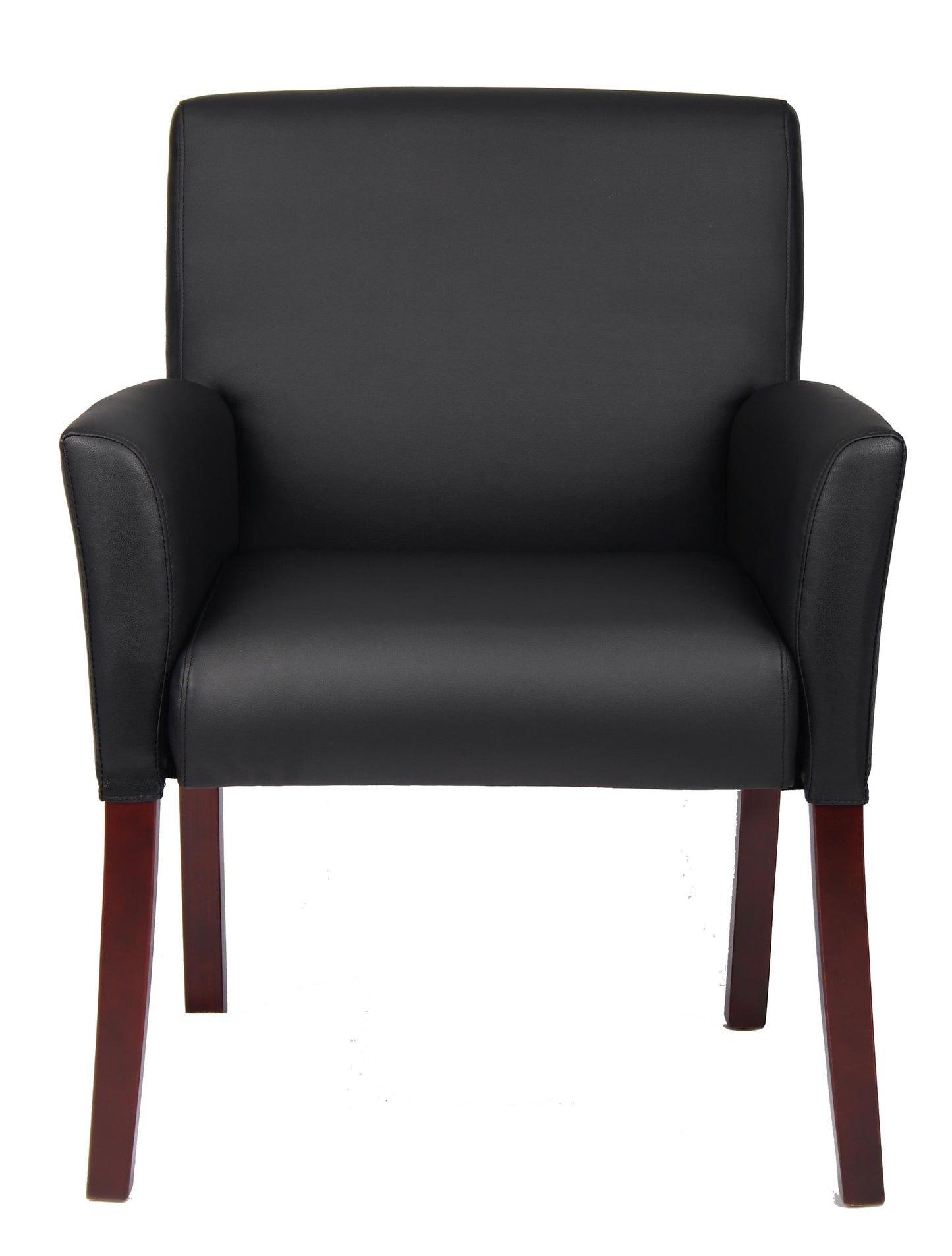 Boss Office Products Box Arm Guest Chair with Mahogany Finish in Black, 250 (B619)