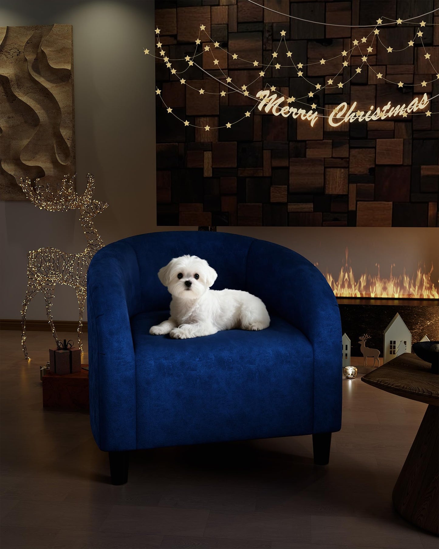 GarveeHome Accent Chair for Living Room Barrel Club Chair with Soft Padded Seat & Sturdy Legs for Bedroom Waiting Room Reception Chairs - Blue