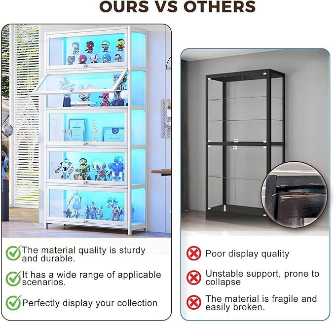 Display Cabinet with Acrylic Glass Doors 67.7'' Tall Curio Cabinet