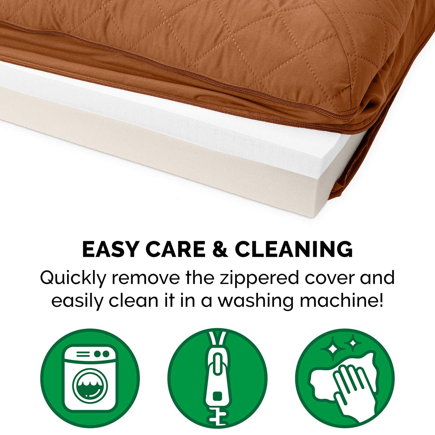 Furhaven Memory Foam Dog Bed for Medium/Small Dogs w/ Removable Bolsters & Washable Cover, For Dogs Up to 35 lbs - Quilted Sofa - Toasted Brown, Medium