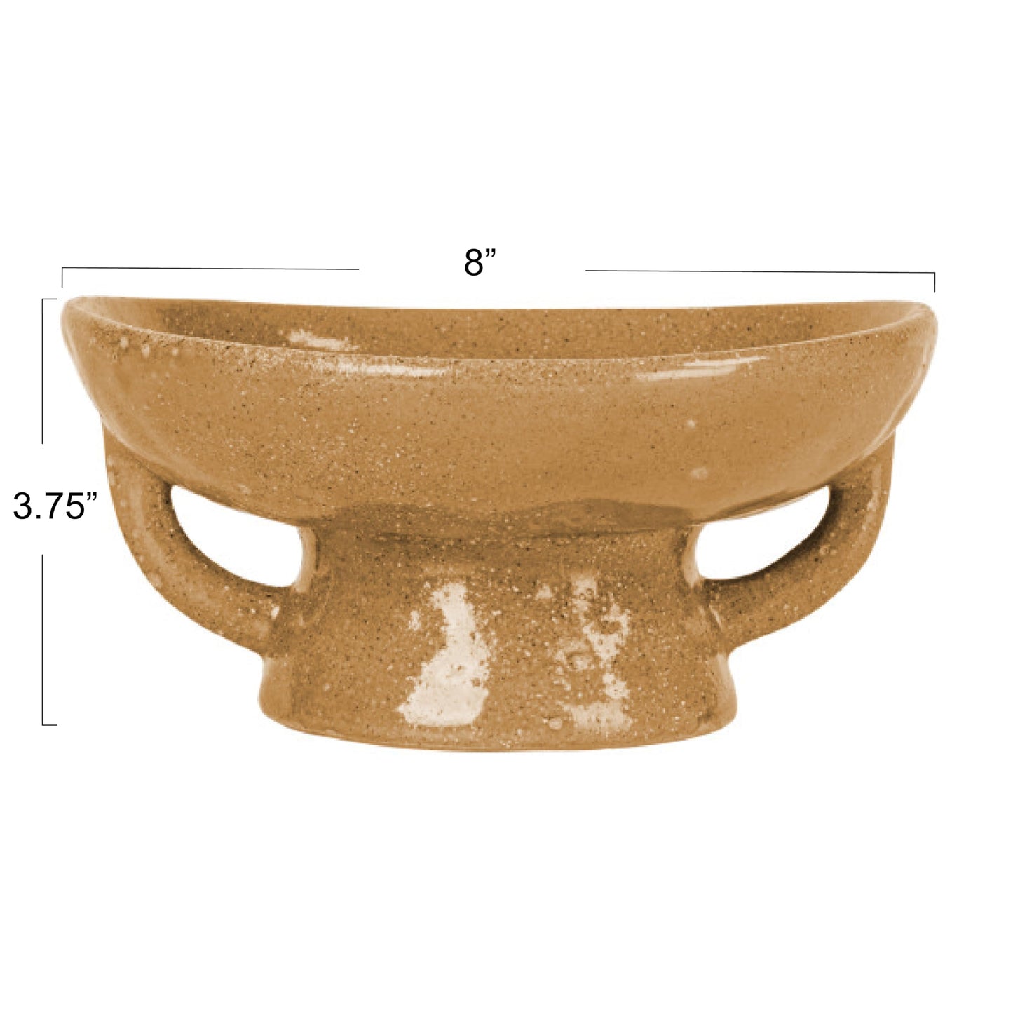 Creative Co-Op Stoneware Footed Pedestal Bowl with Handles, Reactive Glaze, Taupe
