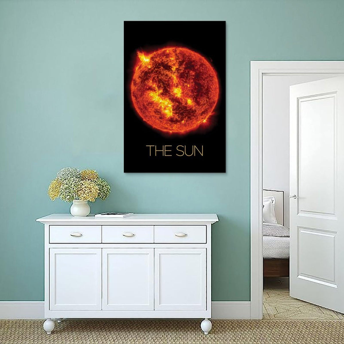 XIAOLOUTINYU Solar System Canvas Wall Art - The Sun star Space Poster for Kids Room Bedroom Classroom, STEM Educational Astronomy Decor, Science Gift for Boys Girls Teens, 12x18 Inch Unframed