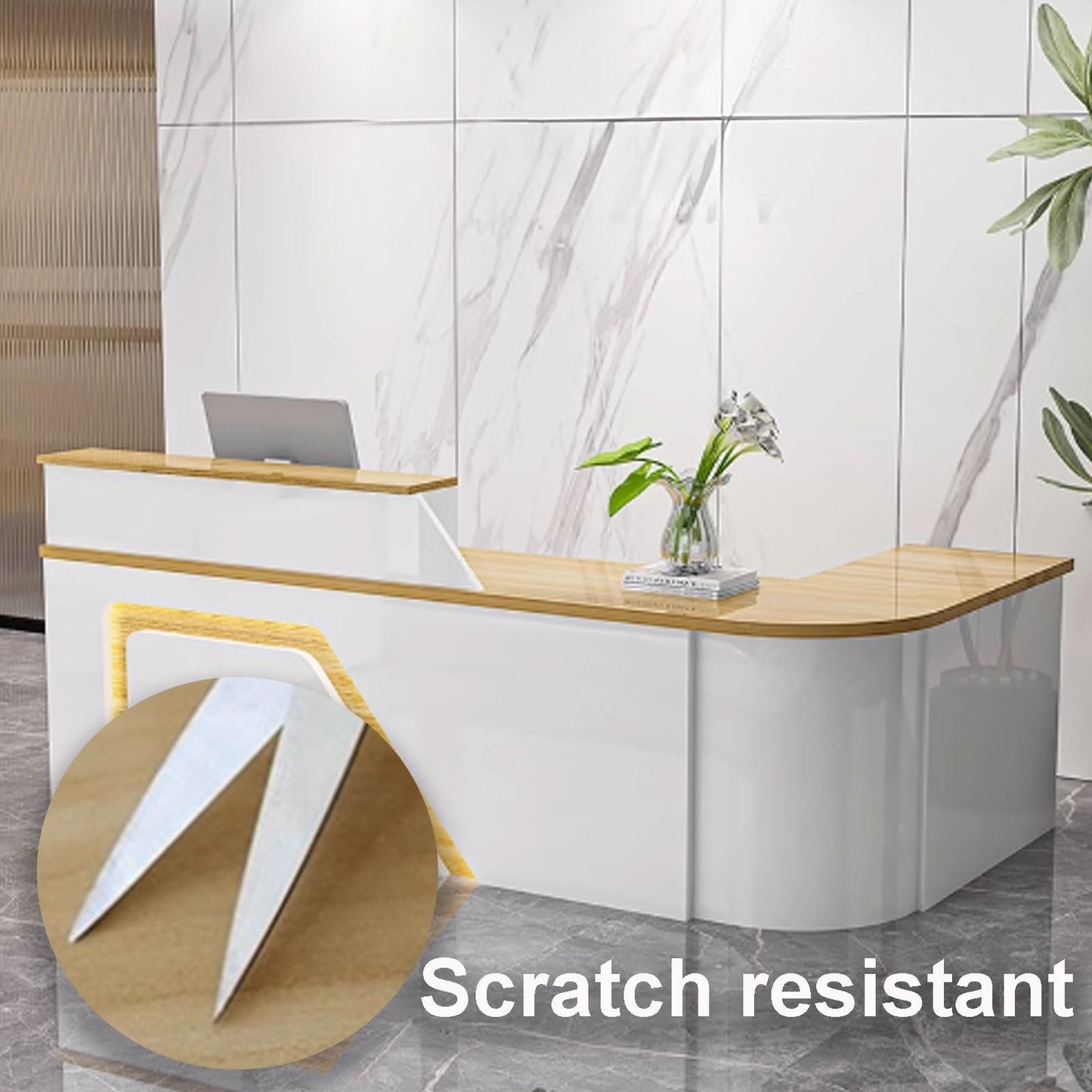 Modern Reception Desk - Ergonomic Front Counter for Lobby & Restaurant, Sleek White & Gray Finish, 140cm Stylish Design for Professional Spaces, Perfect Reception Solution