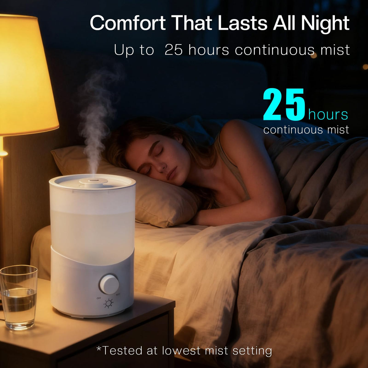 Cool Mist Humidifier for Bedroom, 3L Top Fill Ultrasonic Air Humidifier with Adjustable Knob Control, Quiet Operation, Auto Shut-Off, BPA-Free for Home, Baby, Office, Plants M4