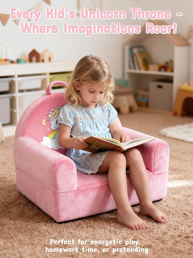 Kids Sofa Chair with Removable Washable Cover & Magic-Tape Backrest Toddler