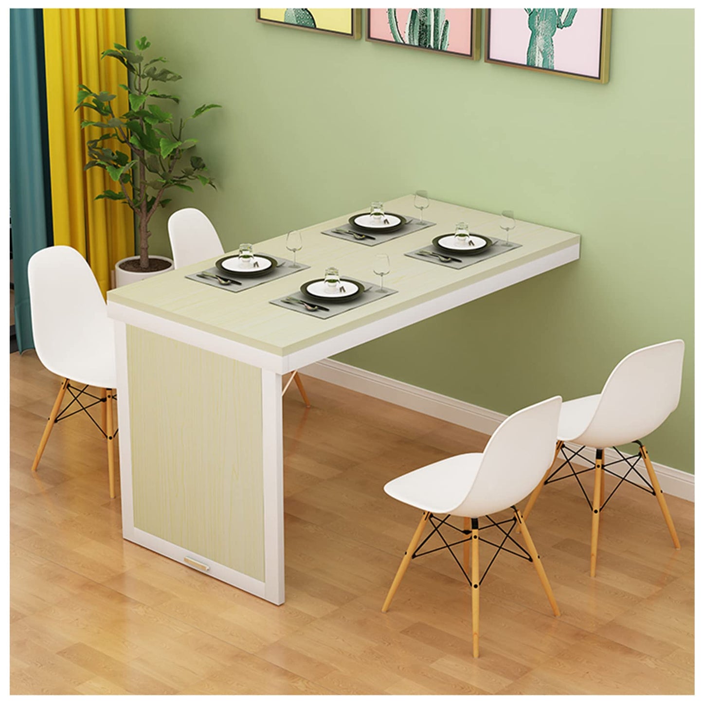 DUSXLX Wall Mounted Folding Dining Table - Multi-Function Home Office Murphy Desk - Folding Kitchen Table for Office, Bedroom, Kitchen - Walnut, 90x60x75cm/35.4x23.6x29.5in
