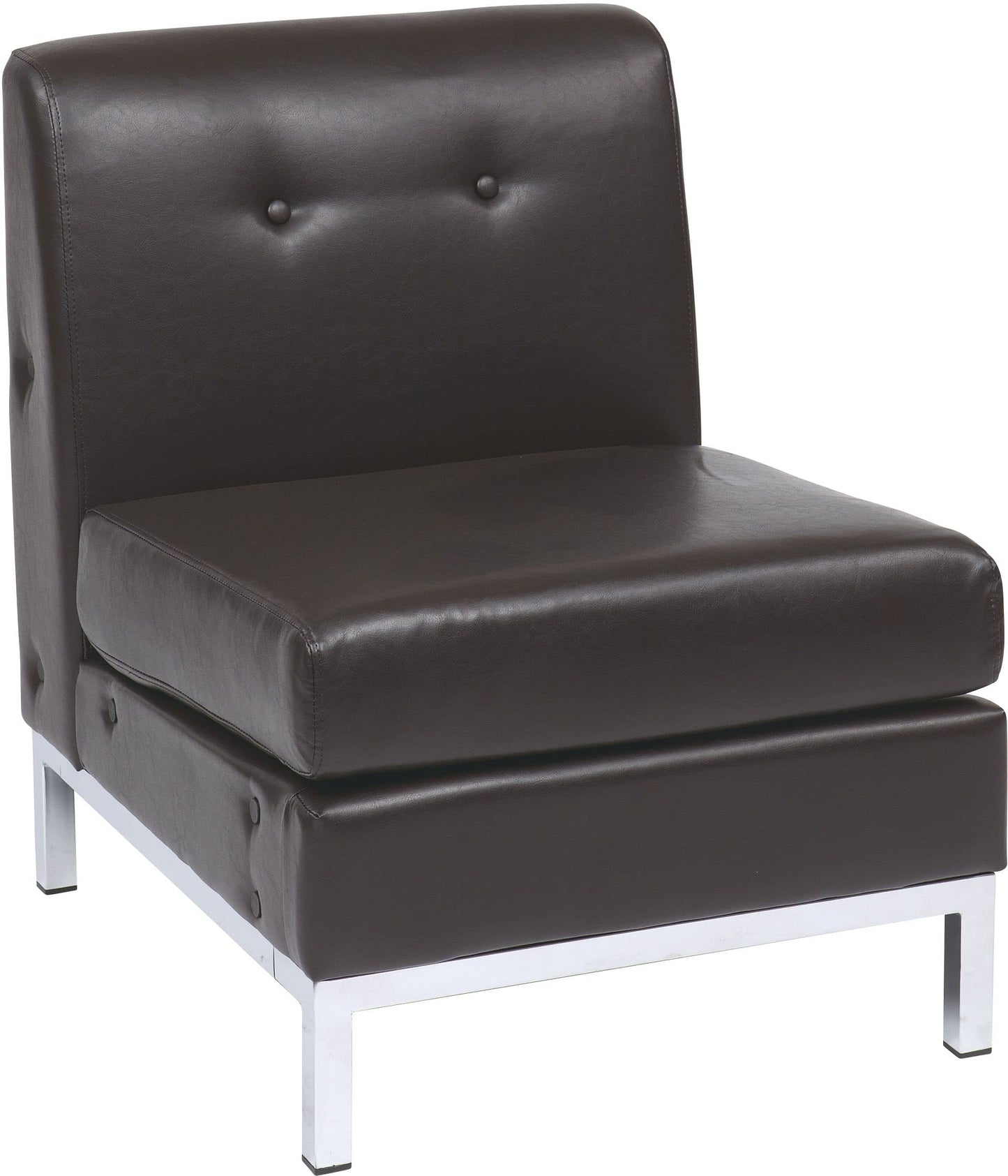 OSP Home Furnishings Wall Street Armless Faux Leather Chair, Espresso