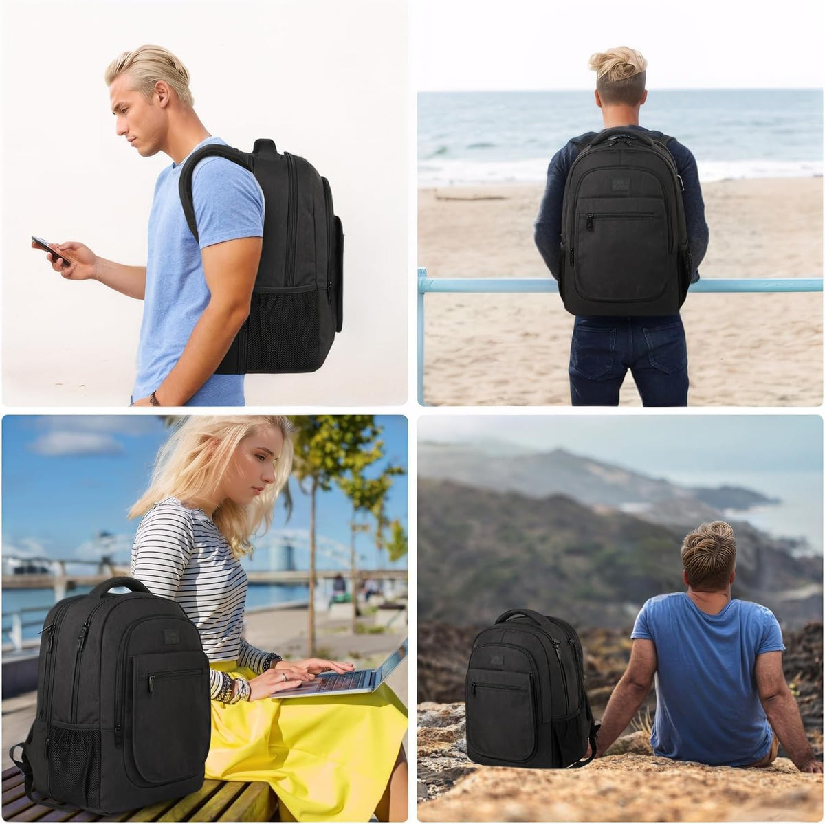 MATEIN Backpack for School, Expandable College Backpack for Boys Girl, Water Resistant Large Bookbag for Men Women, 15.6 inch Laptop Bag, Anti Theft Travel Daypack, Black