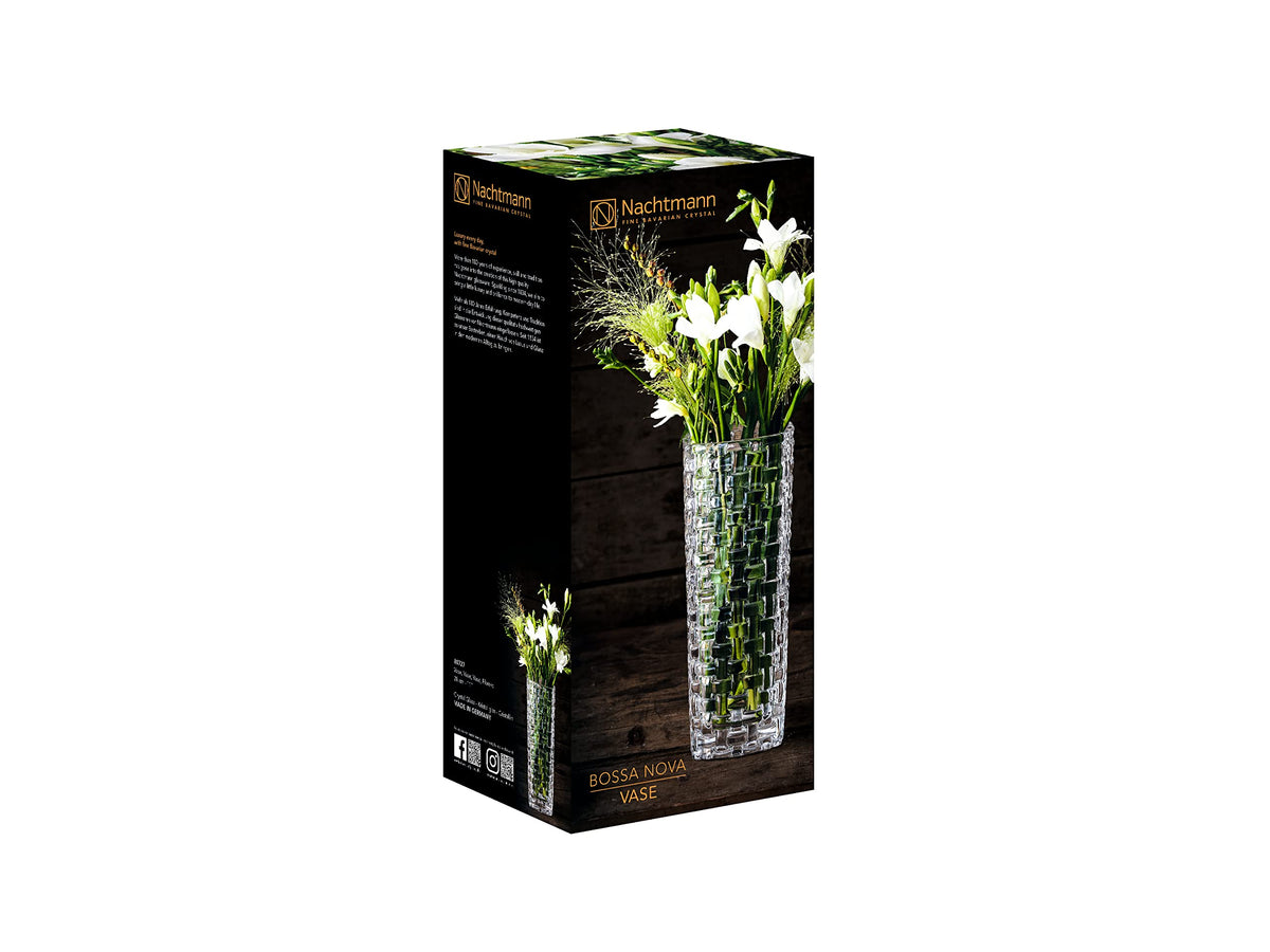 Nachtmann Bossa Nova Crystal Vase, Clear Glass, 11- Inch, Decorative Flower Vase, Anniversary, Wedding, and Housewarming Gift, Dishwasher Safe