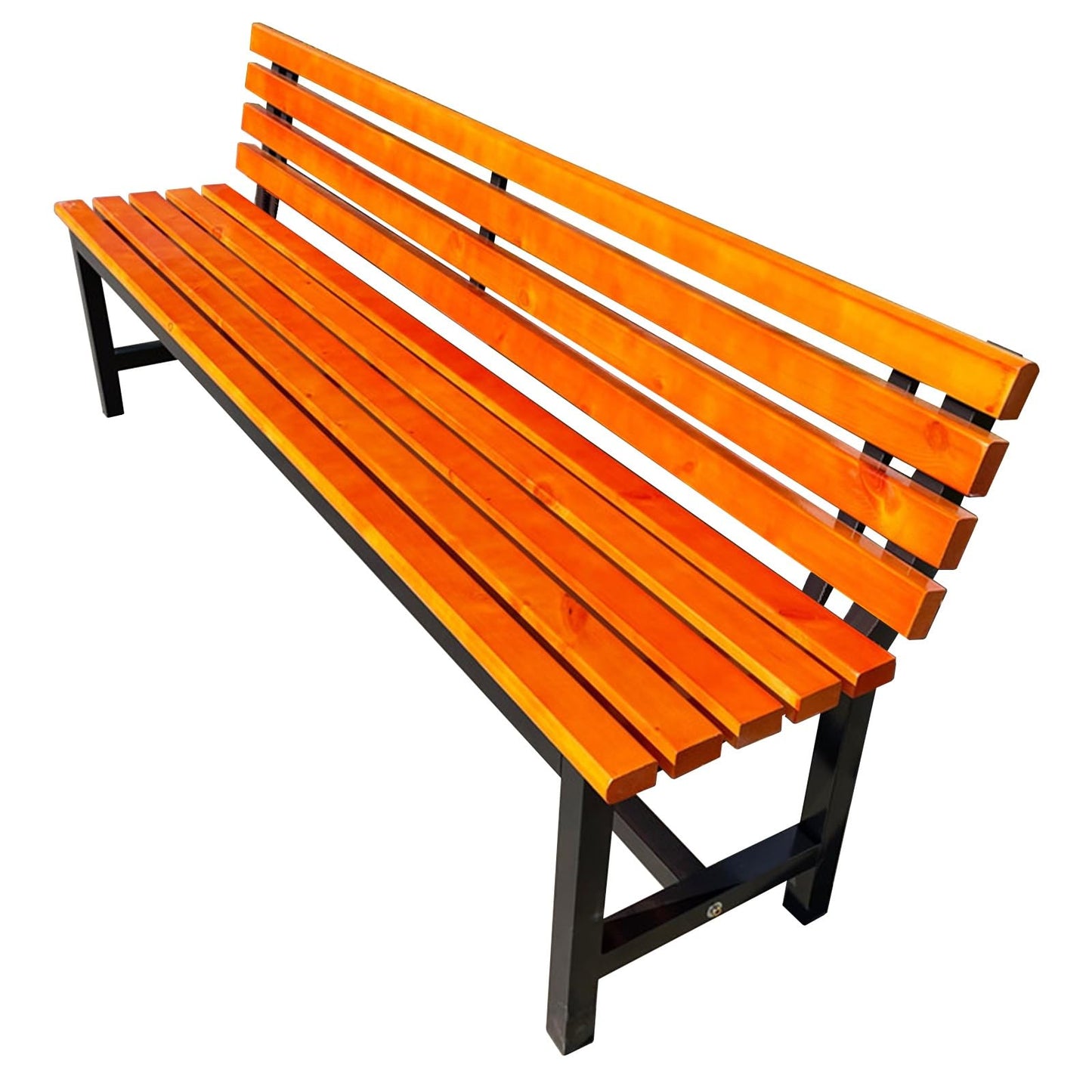 Weatherproof Metal Garden Bench with Wooden Slats – Sturdy Outdoor Seating for Front Porch, Patio, Lawn, and Balcony – 150cm (59.05in) Long