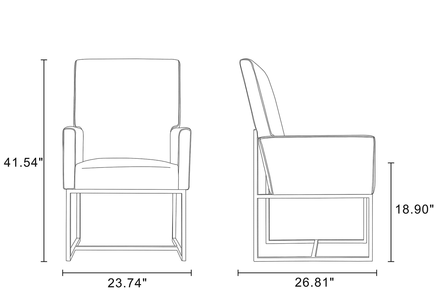 Manhattan Comfort Element Velvet Dining Chair with Polished Chrome Frame, Luxurious Modern Design, High Back and Armrests, Upholstered Accent Armchair, Fully Assembled, Set of 1, Grey