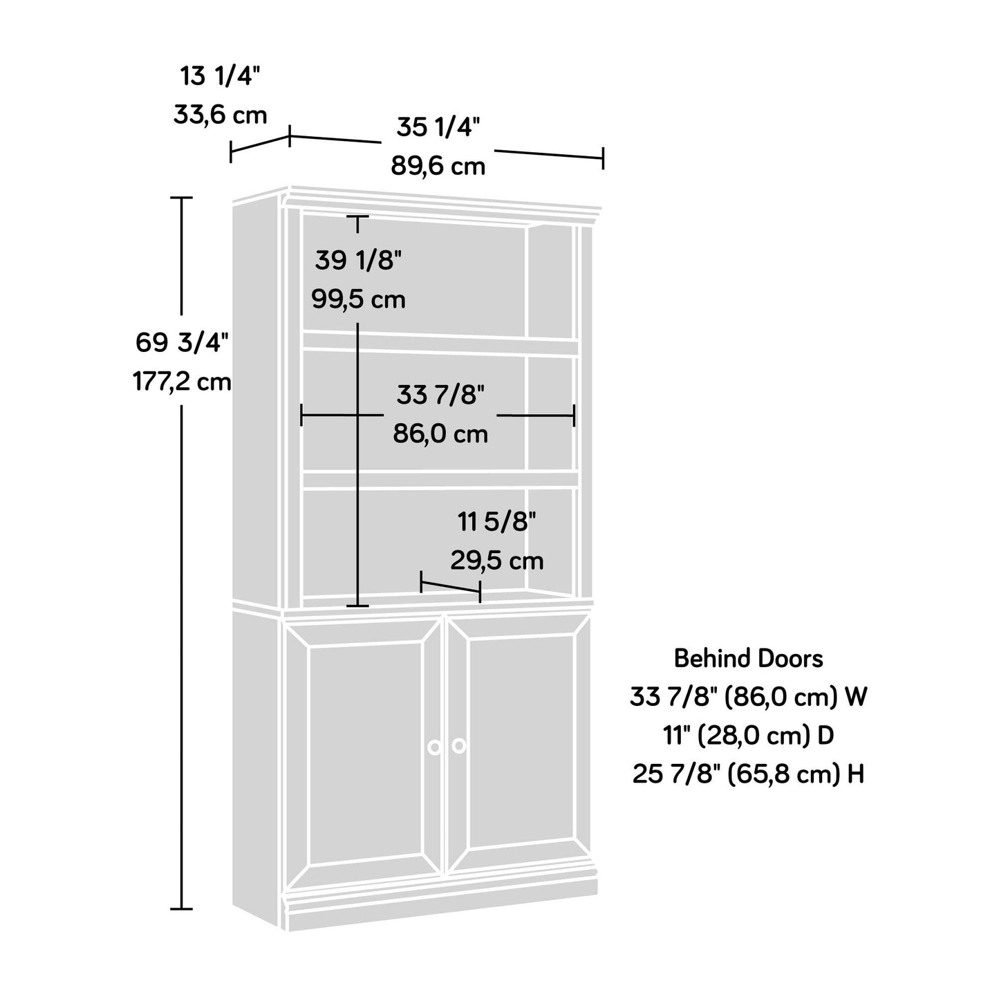 Sauder Select Book Shelf, Bookshelf with Storage, Library Bookcase with Doors and Adjustable Shelves, in Grand Walnut