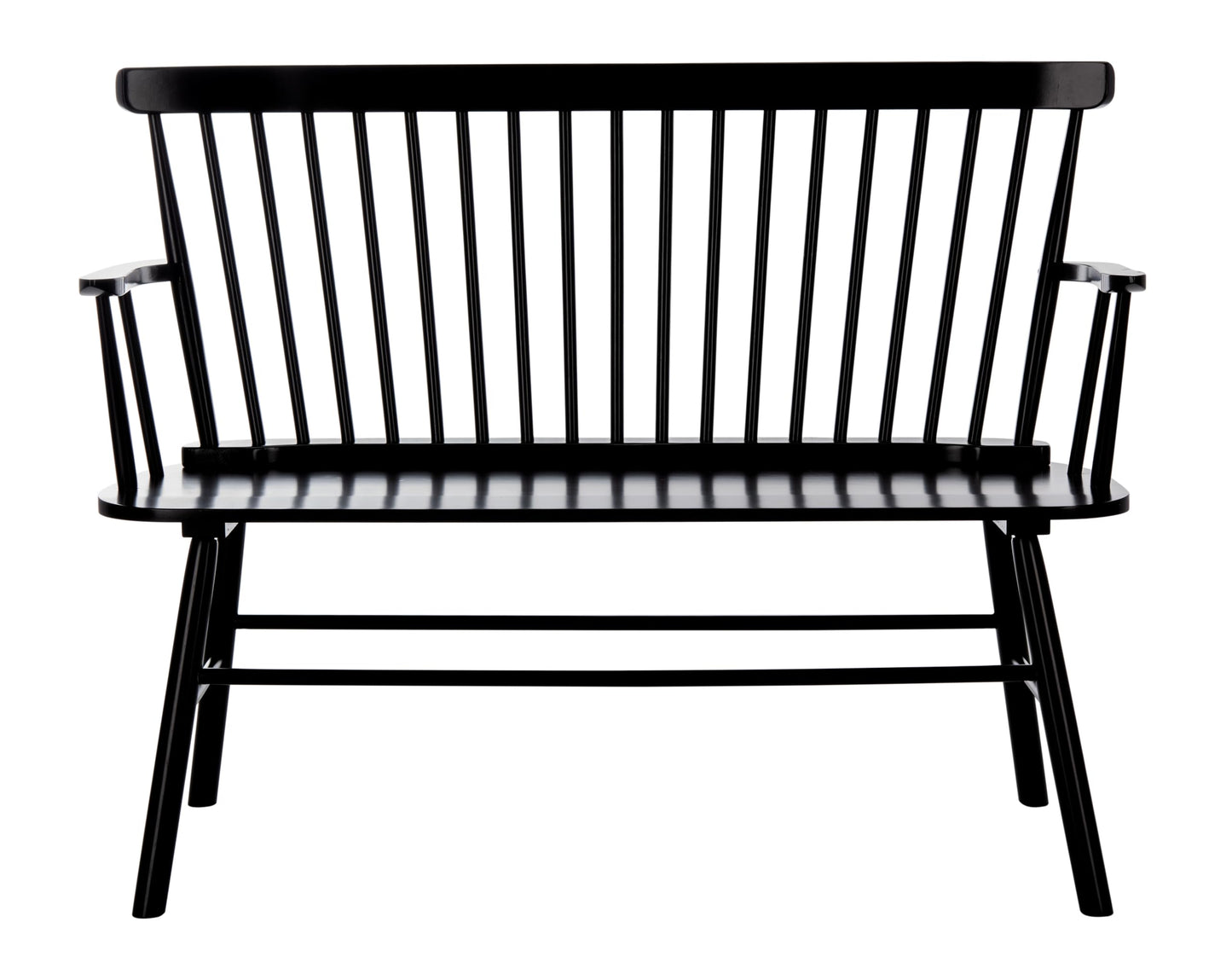 SAFAVIEH Furniture - Addison Loveseat - Black - Solid Wood - Coastal Slatted Design - Ideal for Living Room, Sunroom, Bedroom, 18" Seat Height (AMH8513A)