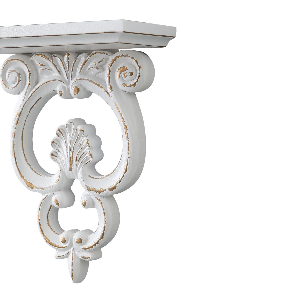 SOFE French White Floating Shelf Wood, Shabby Chic Shelves for Wall, Scroll Shape Hanging Shelf for Candle, Plant, Small Item, Living Room, Bedroom, Dining Room, Hallway Decor