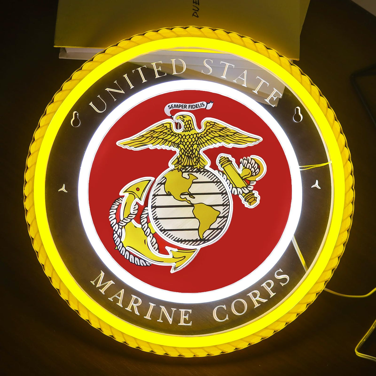WittyRhE Military-themed Neon Lights Veteran Neon Signs Wall Decor for Man Cave Bedroom Bar Army Themed Gift Art for Christmas Party-12.6×12.6 IN-USB Powered-Acrylic