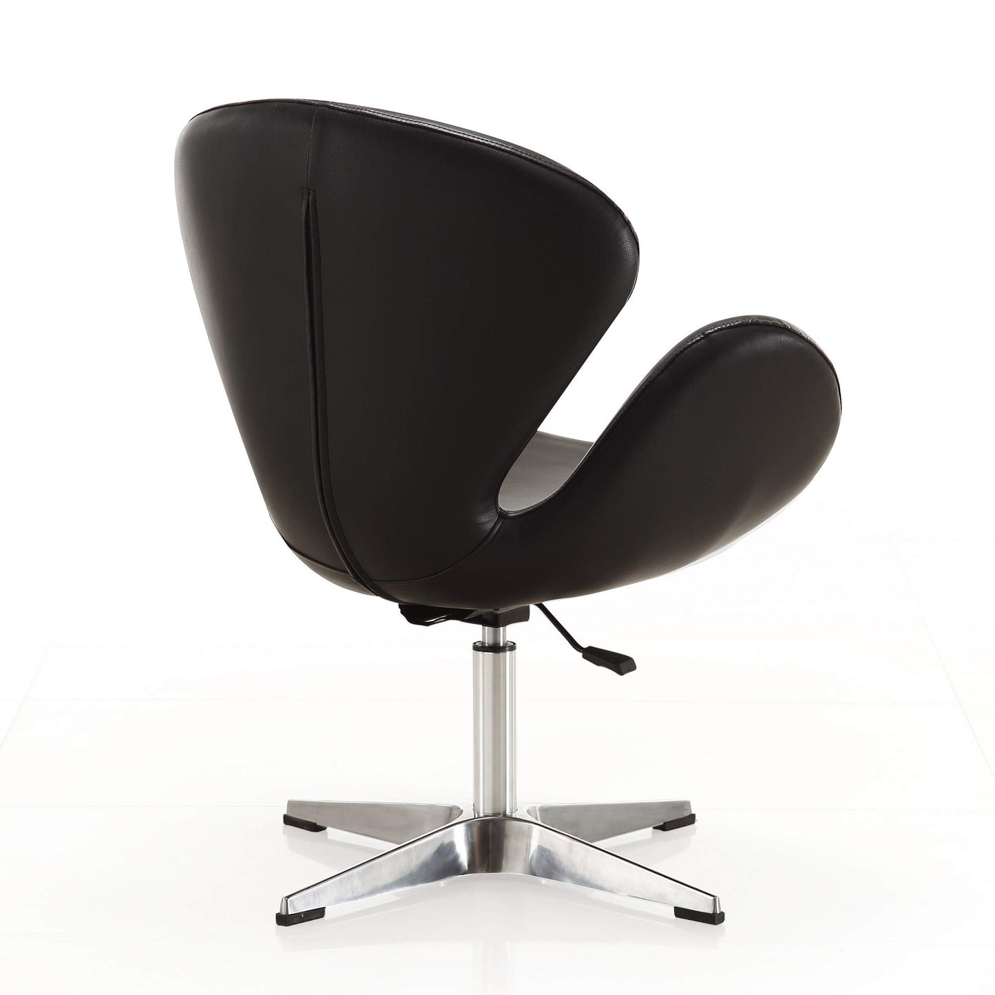 Manhattan Comfort Raspberry Adjustable Swivel Accent Chair with 360° Turn, Polished Chrome Base, Modern Retro Design, Versatile Seat Ideal for Any Room, Set of 2, Black