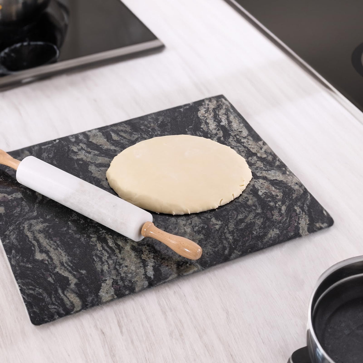 Koville Brazilian Natural Granite Cutting Board for Kitchen, 16x20inch Extra Large Hand Crafted Stone Slab for Cheese, Charcuterie, Pastry Board - Wedding Gift, House Warming Gift