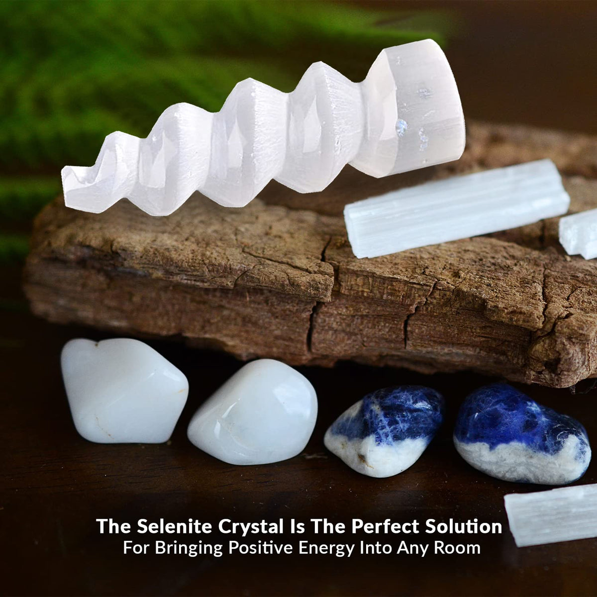 NORTHLANDZ Selenite Crystal Spiral Tower, Natural Moroccan Healing Crystals for Meditation & Anxiety Relief - Best for Home Decor & Yoga, Ideal Gift, White - 15cm