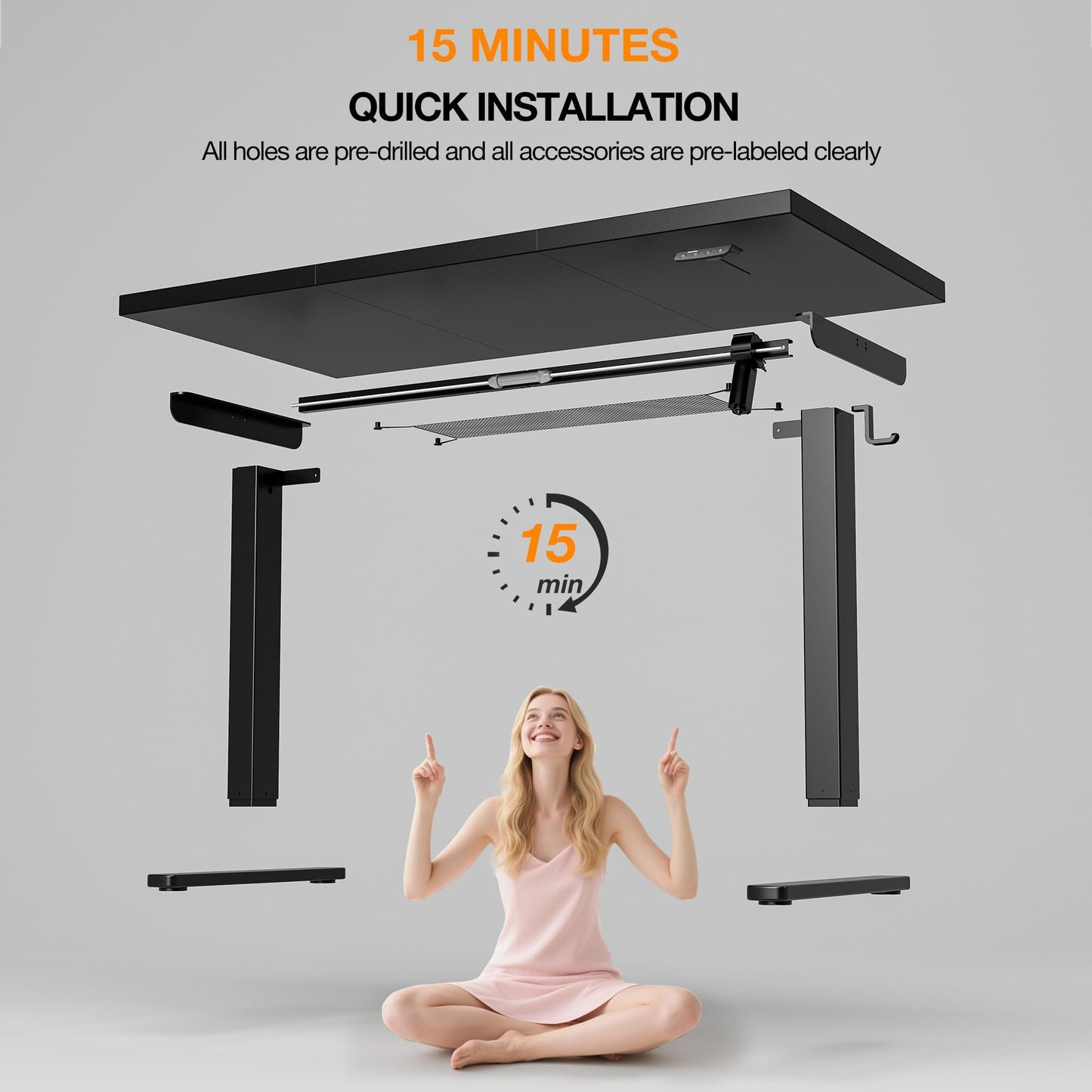 Acrolix Electric Standing Desk, Height Adjustable Home Office Desk with Memory Presets & Cable Management,Black Sit Stand Desk for Work from Home, Ergonomic Computer Desk (48" x 24")