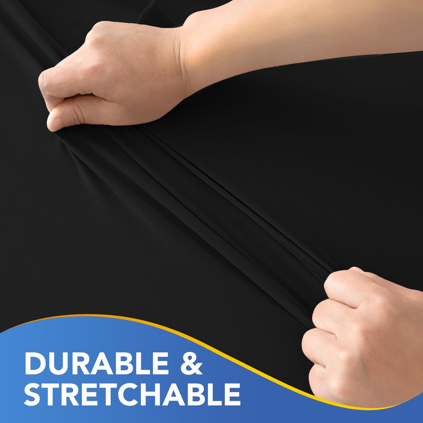 Enjoyidea Fitted Round Table Covers 60 Inch-4 Pack Black Elastic Spandex Table Cloth-Small Stretch Folding Circle Tablecloths Topper Cap for Kitchen Dining Commercial Party Picnic Event Banquet Tables