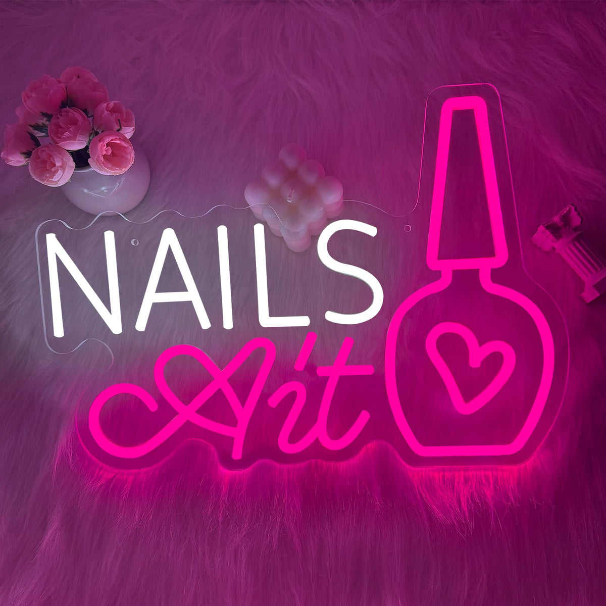 Nail Neon Sign for Wall Decor, Led Nail Signs for Studio Beauty Salon Business Makep Room Wall Window Decor, Gift for Nail Tech Girls, Christmas, Birthday