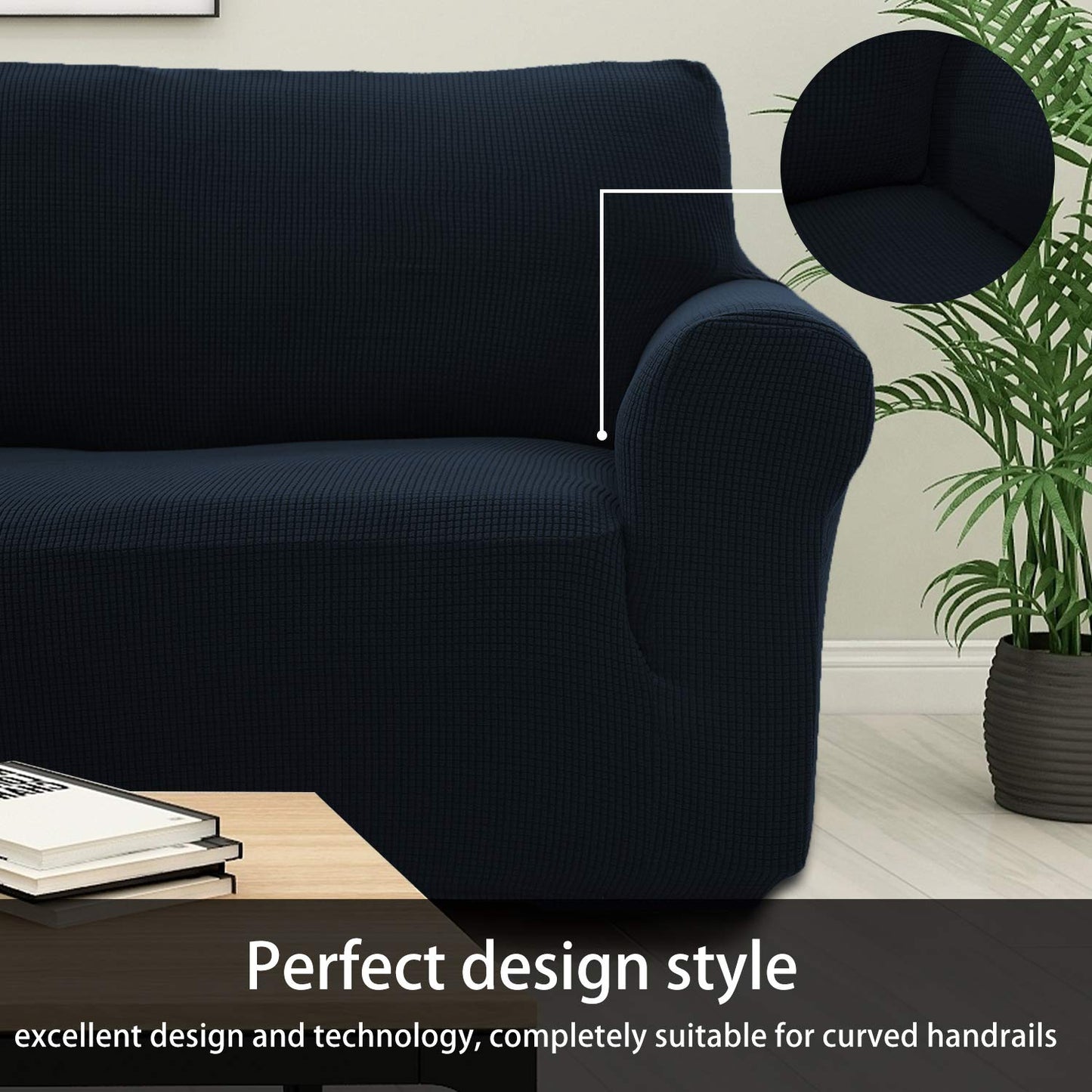 Sapphire Home 2-Piece Sofa and Loveseat Slipcovers, Couch and Loveseat Covers Set, Form fit Stretch, Wrinkle Free, Furniture Protector, Premium Brushed Sofa Covers for Living Room (Blue)