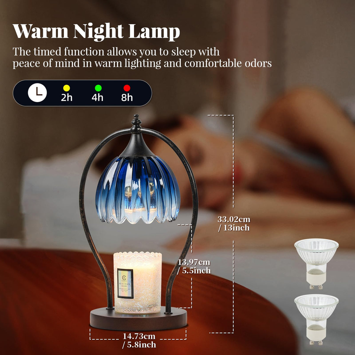 GOODBUY Candle Warmer Lamp with Timer Dimmable: Electric Candle Warmer Birthday Gifts for Women Mom - Candle Lamp Warmer House Warming Gifts New Home Decor - Wax Warmer for Jar Candles with 2 Bulbs