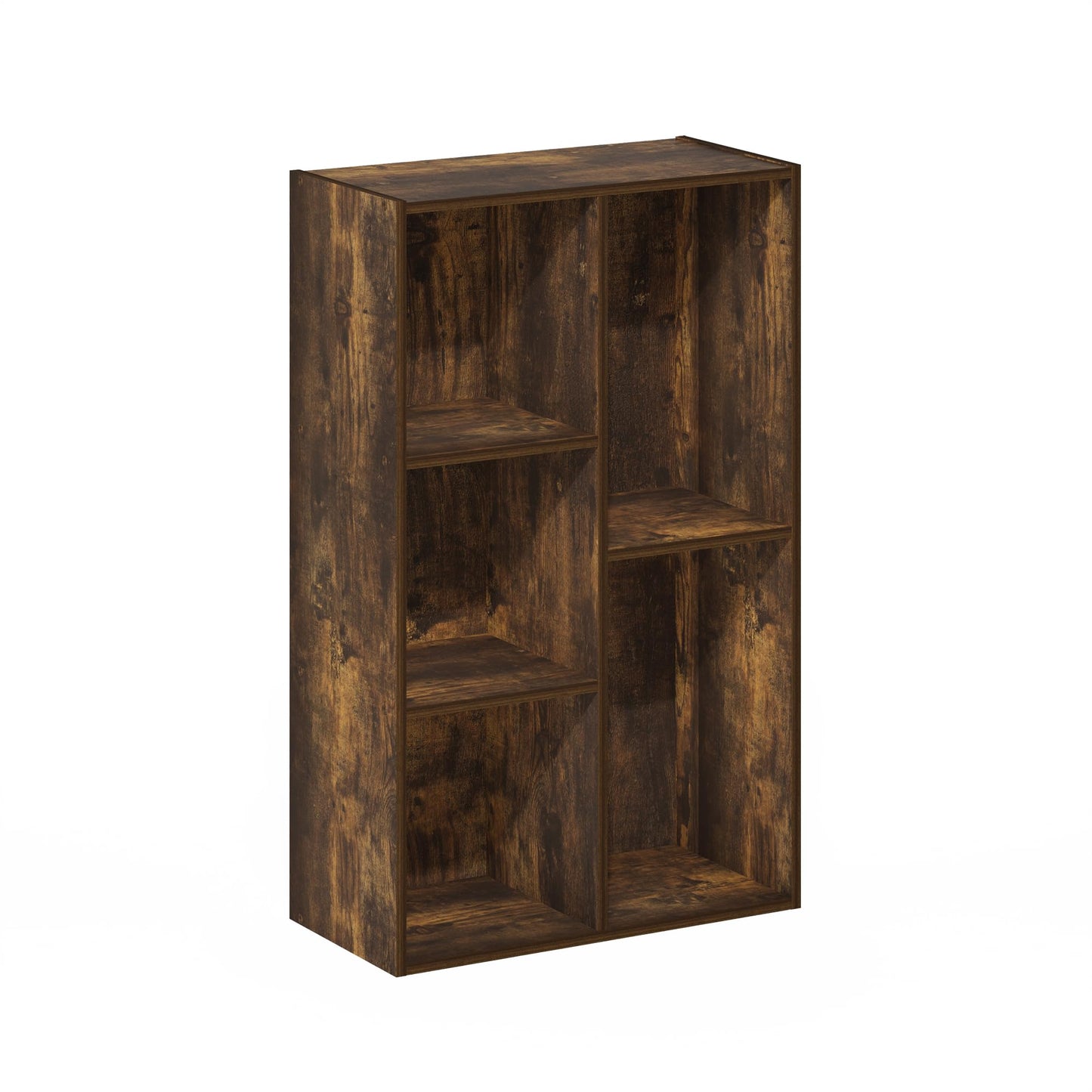Furinno LUDER Book Shelf, 5-Cube Bookshelf, Reversible Bookcase, 9.4 x 19.5 x 31.5, Easy Assembly, for Living Room, Bedroom, Home Office, Amber Pine