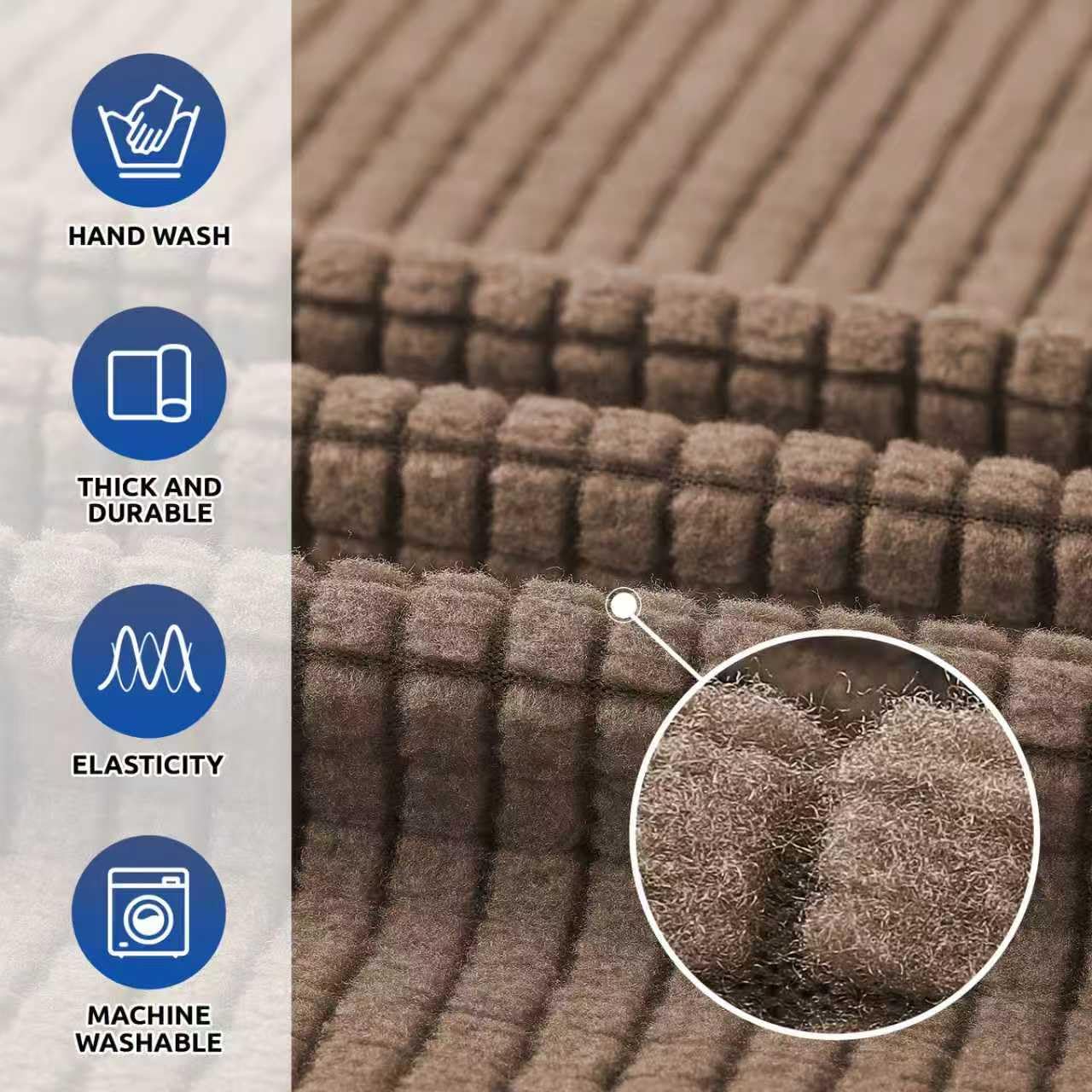 KEKUOU Stretch Sofa Cover Slipcover ，Couch Covers for 3 Cushion Couch Sofa pet Friendly (78"-94") Furniture Protector Sofa with Elastic Bottom for Kids,Dog, Jacquard Small Checked(Large,Camel)