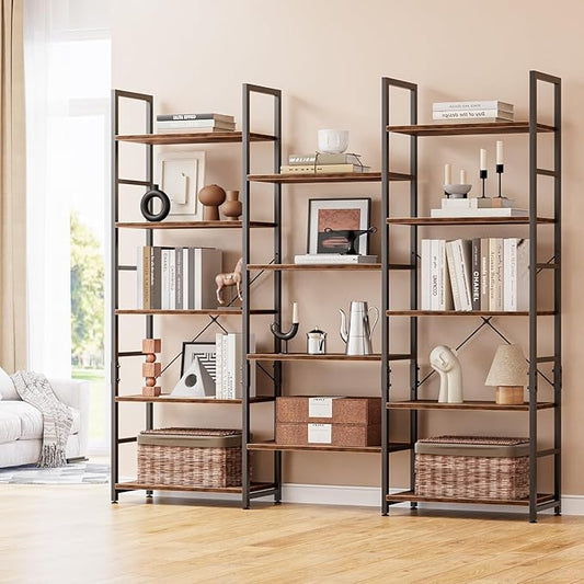 NUMENN Triple 5 Tier Bookshelf, Wide Book Shelf