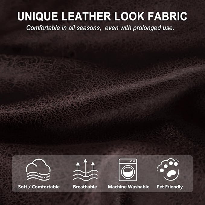 ANARACHON Leather Look Recliner Couch Cover, 8-Pieces Stretch Recliner Sofa