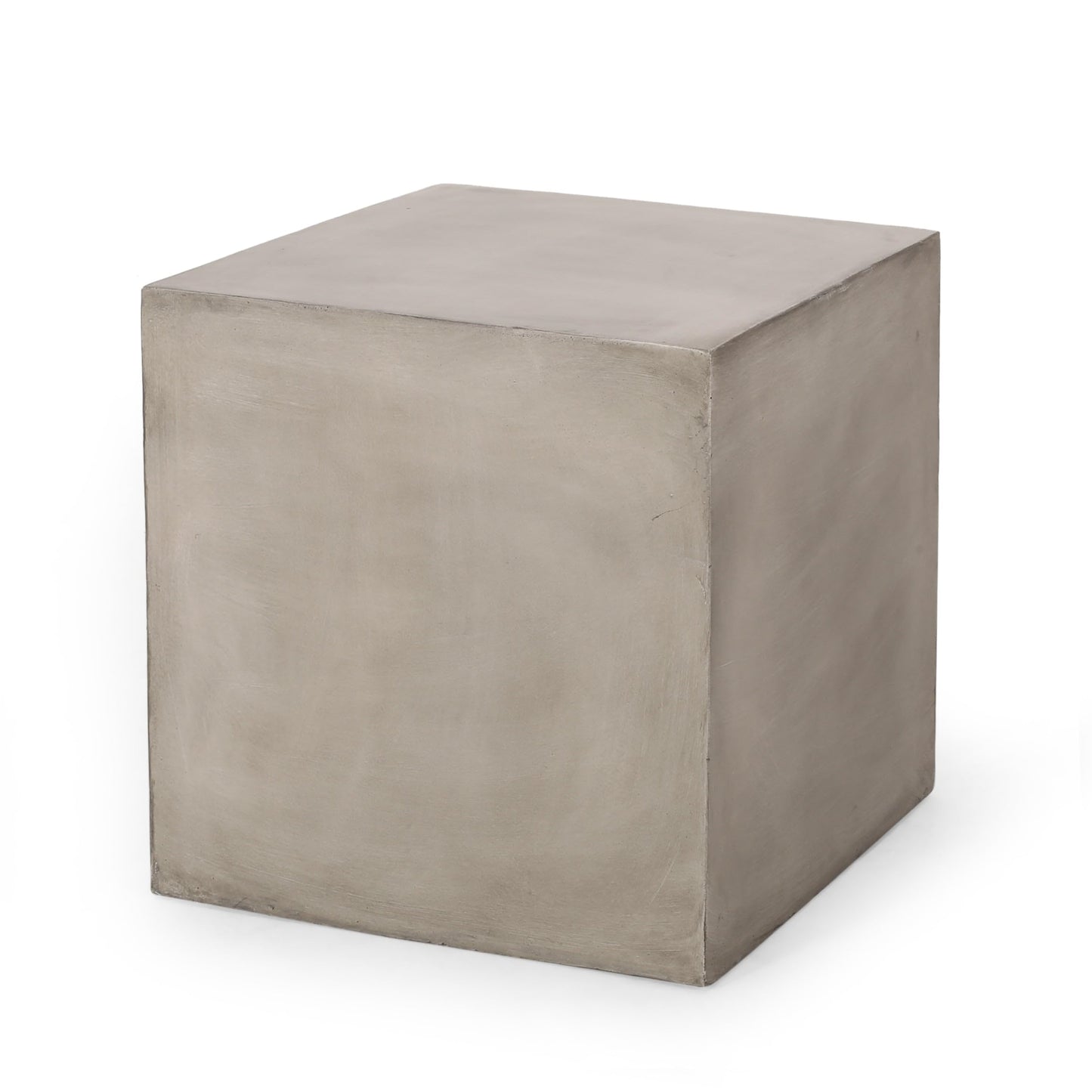 Roger Outdoor Lightweight Concrete Side Table, Light Gray