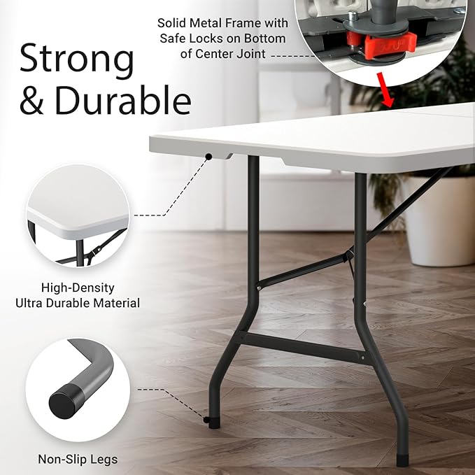 2 Pack of 6 Feet Foldable Table