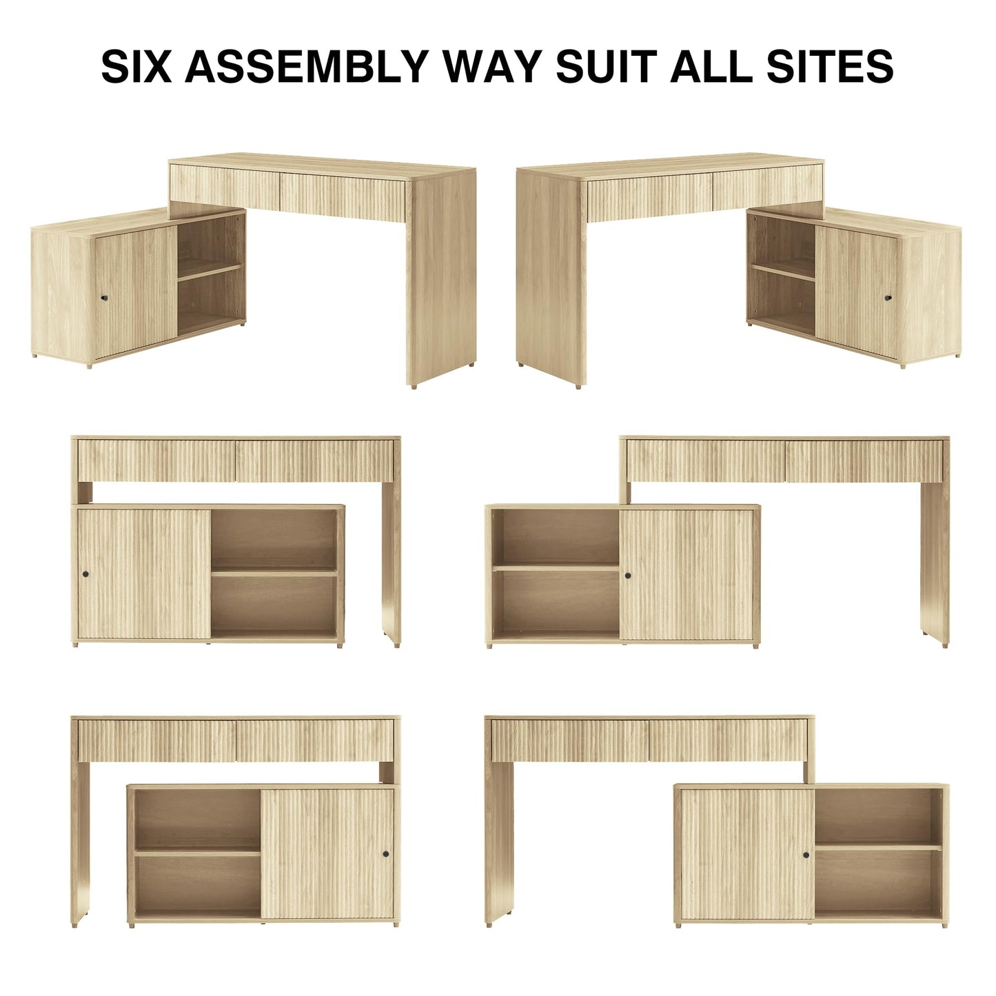 Giratree Modern Computer PC Desk Table with Storage, Corner L Shaped Desk with Drawers, Home Office Desk for Bedroom and Small Space, for Writing, Executive, Study, Work, Vanity - Natural