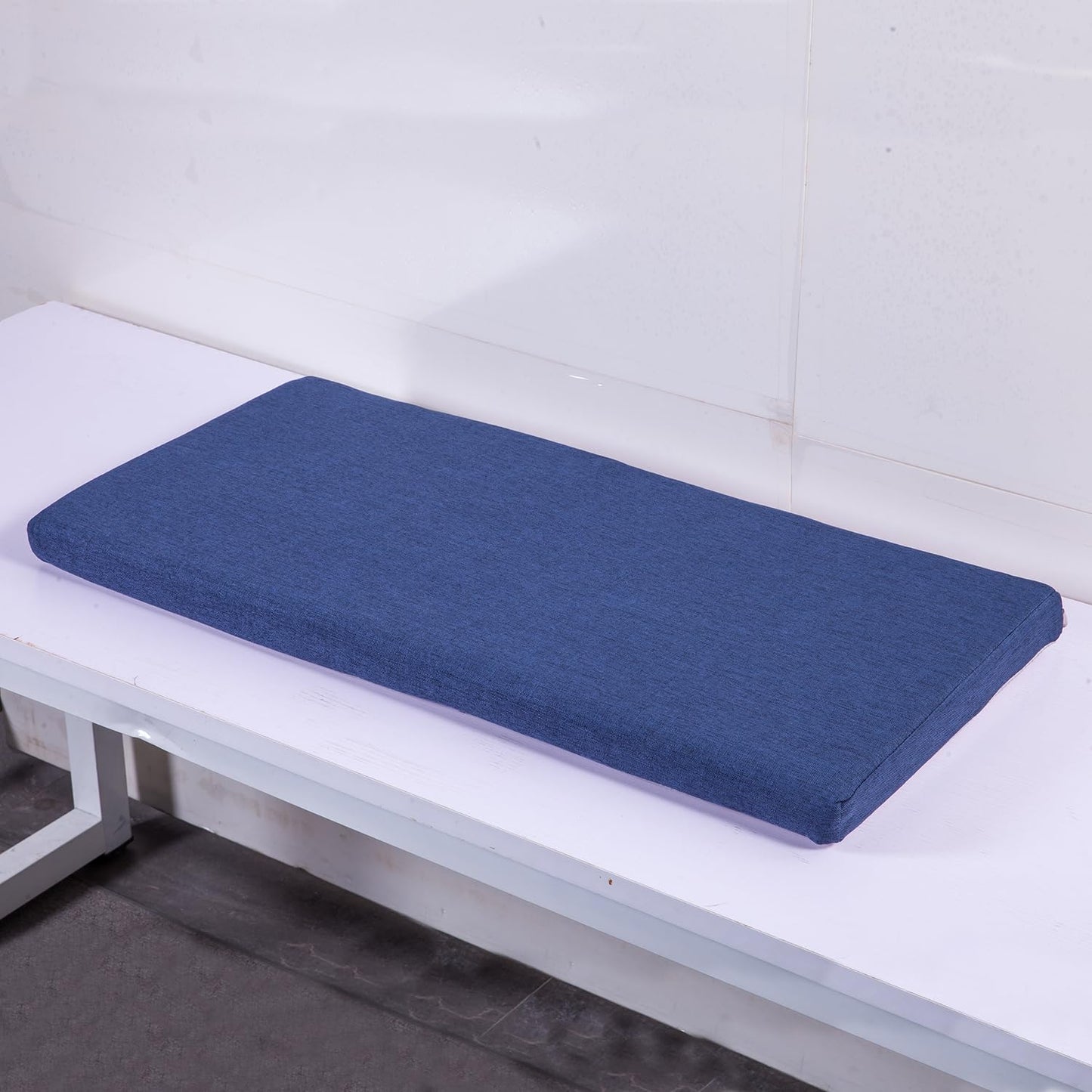 Barpoullar 60x16 in Rectangle Bench Cushion for Indoor Furniture Non-Slip Long Dining Seat Pad, Washable Textured Fabric Window Cushions for Entryway Bench, Farmhouse Mudroom Piano Stool, Navy Blue