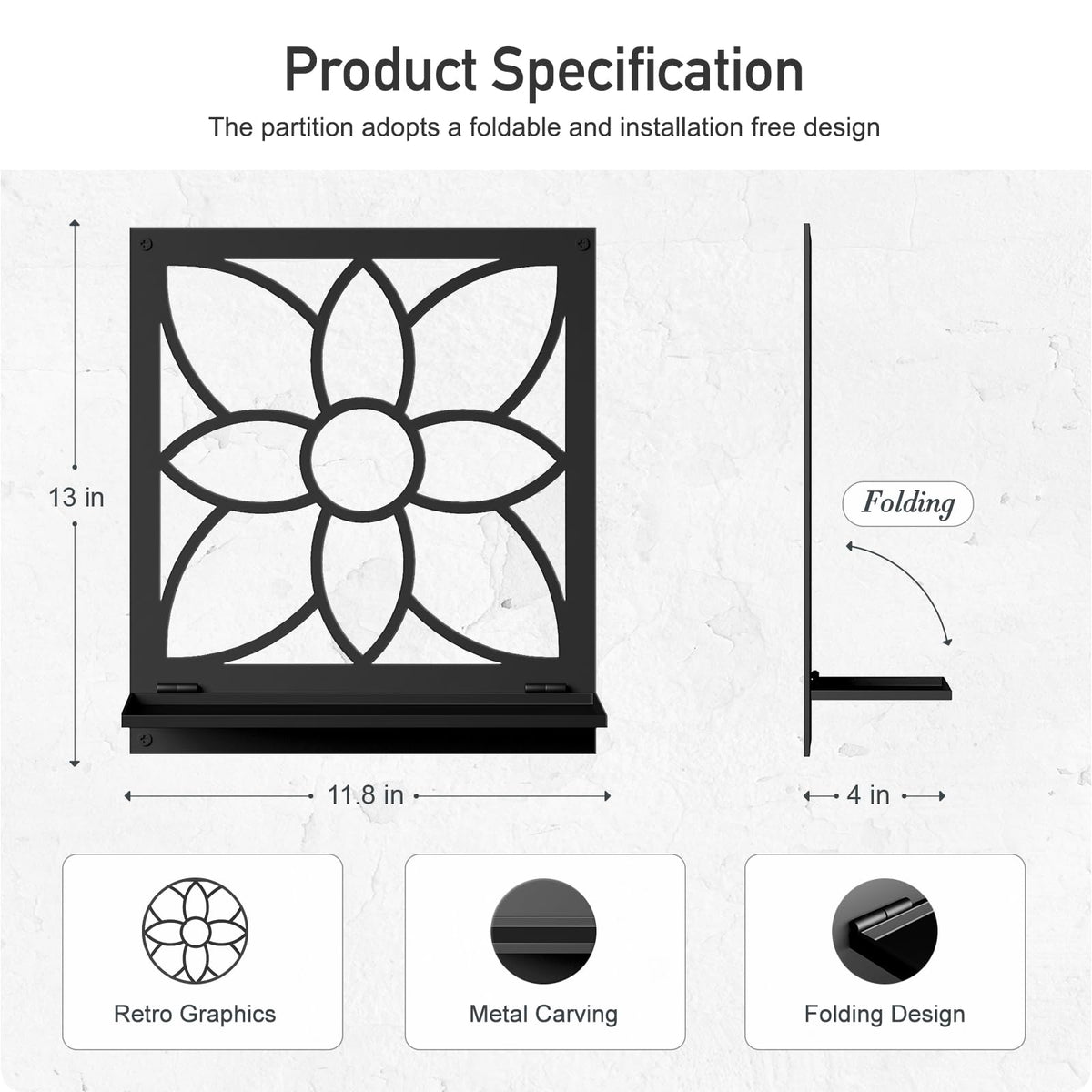 Flower Candle Wall Sconce, Retro Bathroom Wall Decor, Black Minimalism Wall Art for Living Room Bedroom Bathroom (2 Pack 11.8 x 13 in)