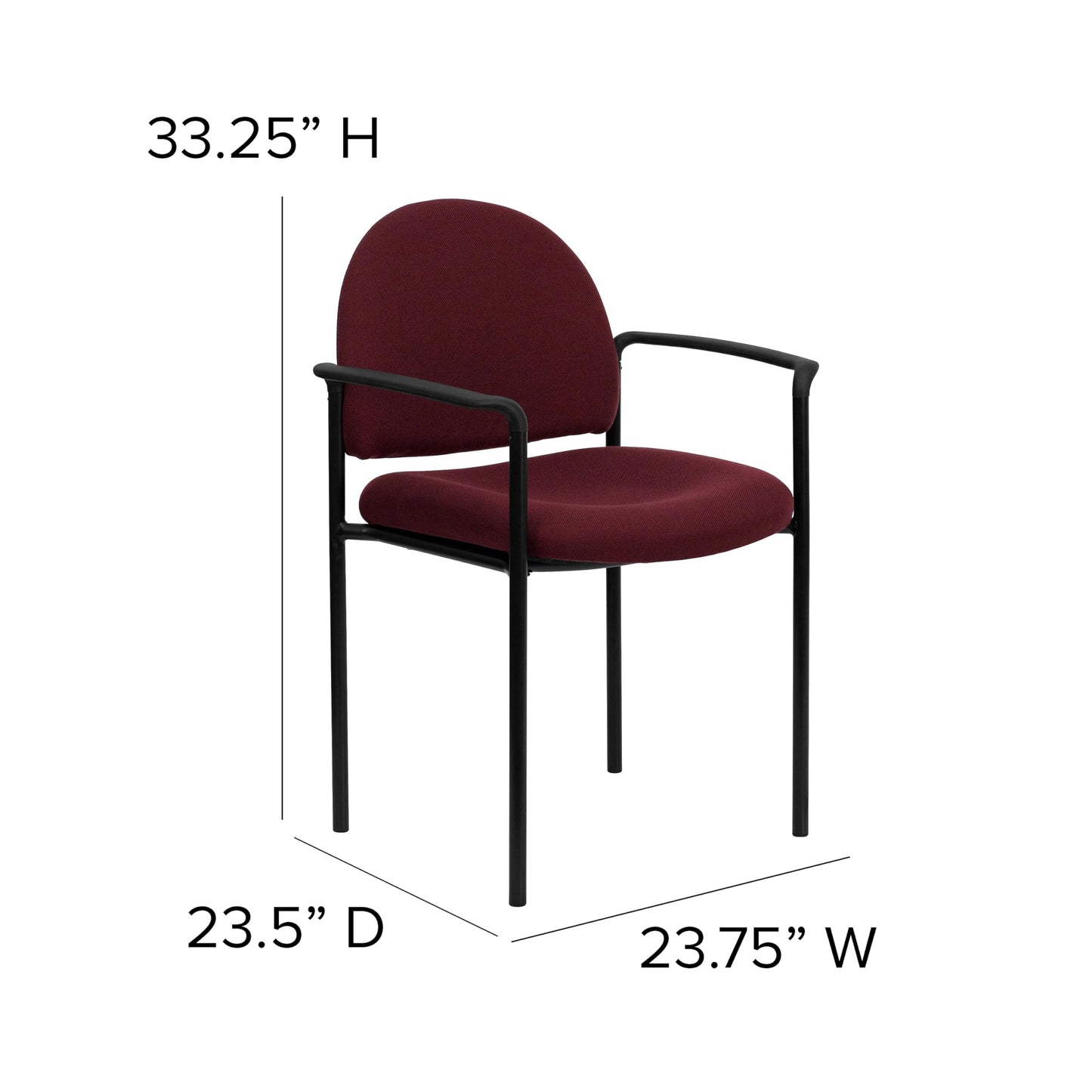 Flash Furniture Tiffany Comfort Burgundy Fabric Stackable Steel Side Reception Chair with Arms