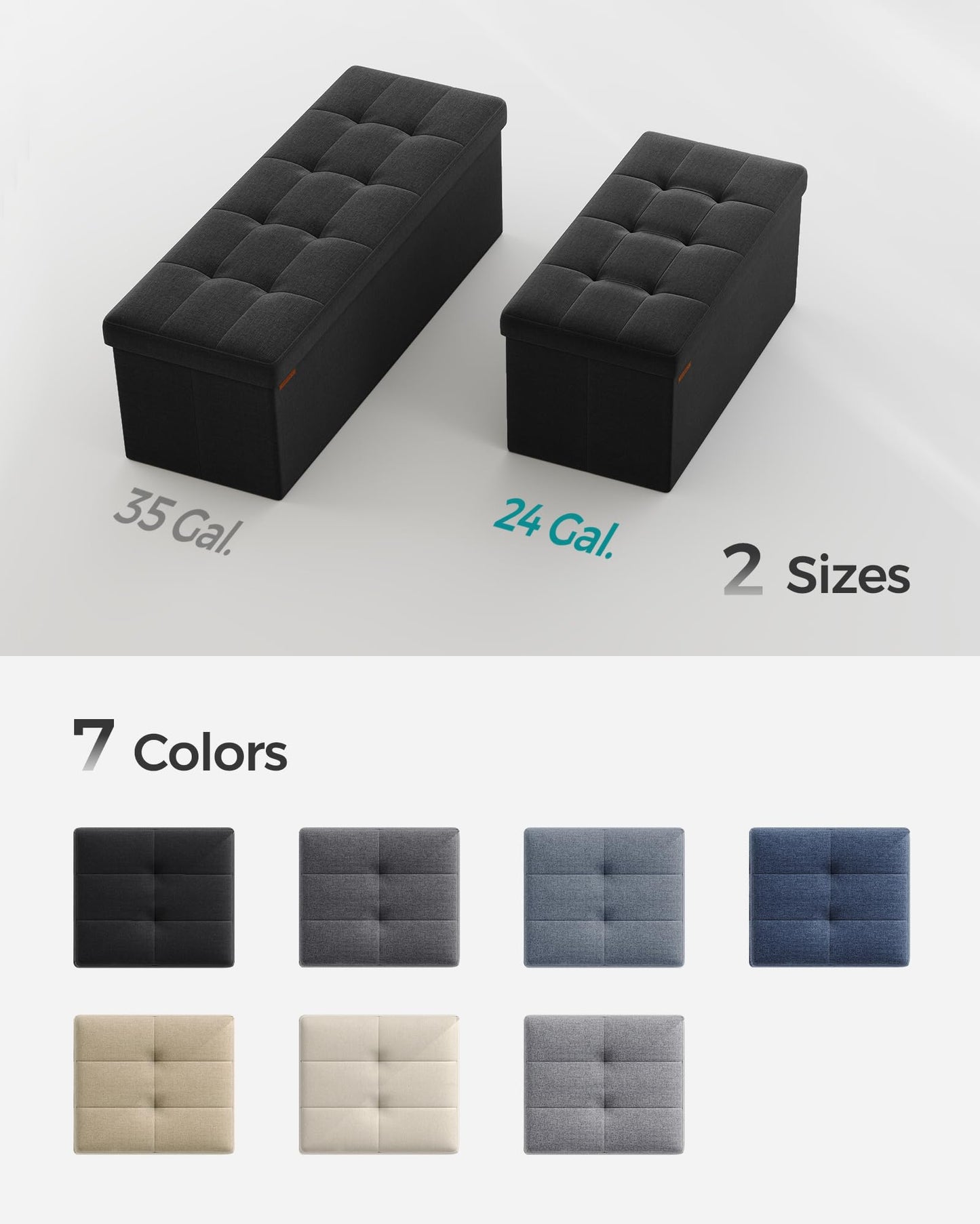 SONGMICS Mazie Collection - 30 Inches Folding Storage Ottoman Bench, Ottoman Foot Rest, End of Bed Bench, Storage Chest, Load 660 lb, for Living Room, Bedroom, Entryway, Ink Black ULSF047B01